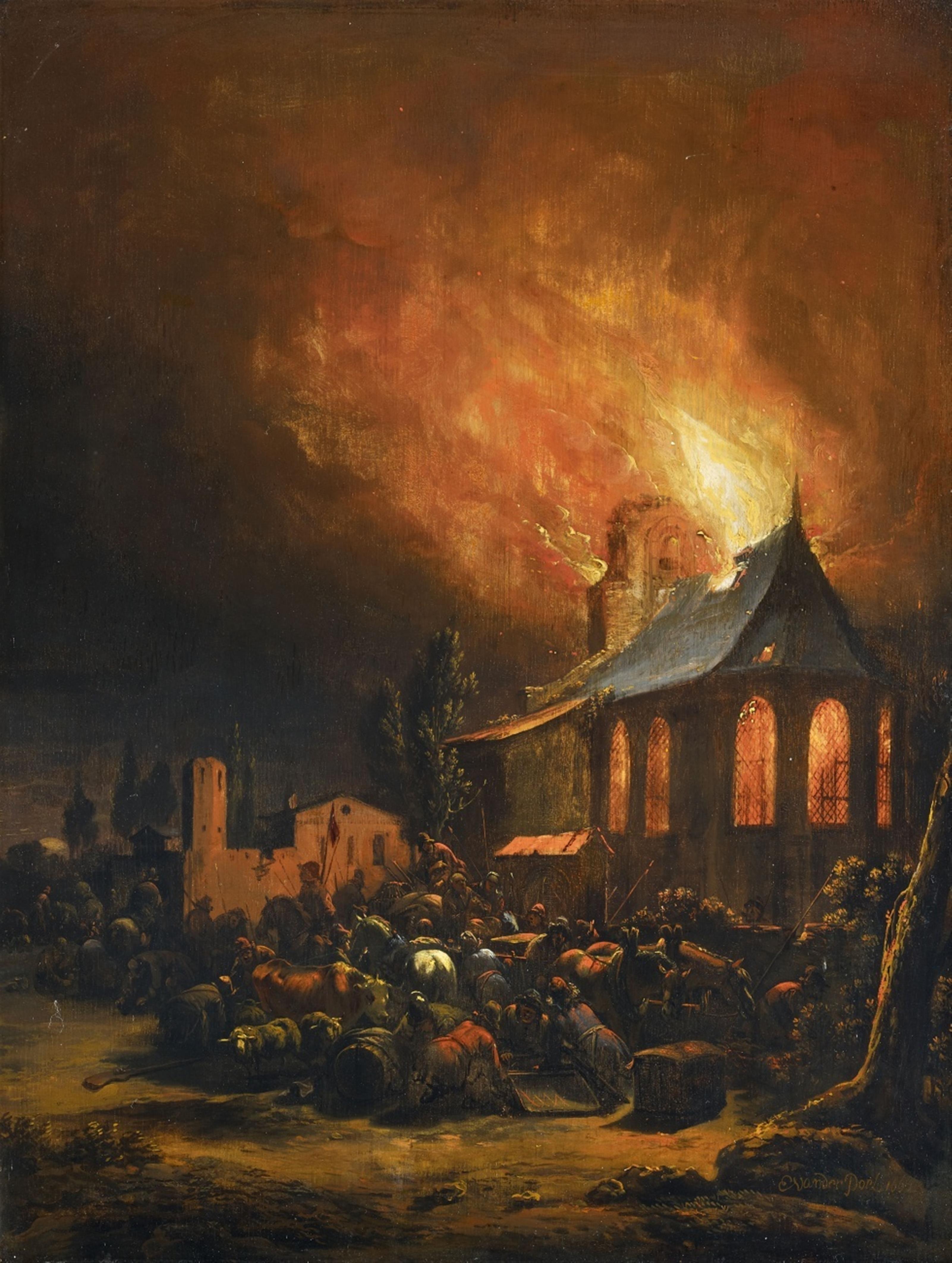 Egbert Lievensz van der Poel - Plünderung eines brennenden Dorfes - image-1