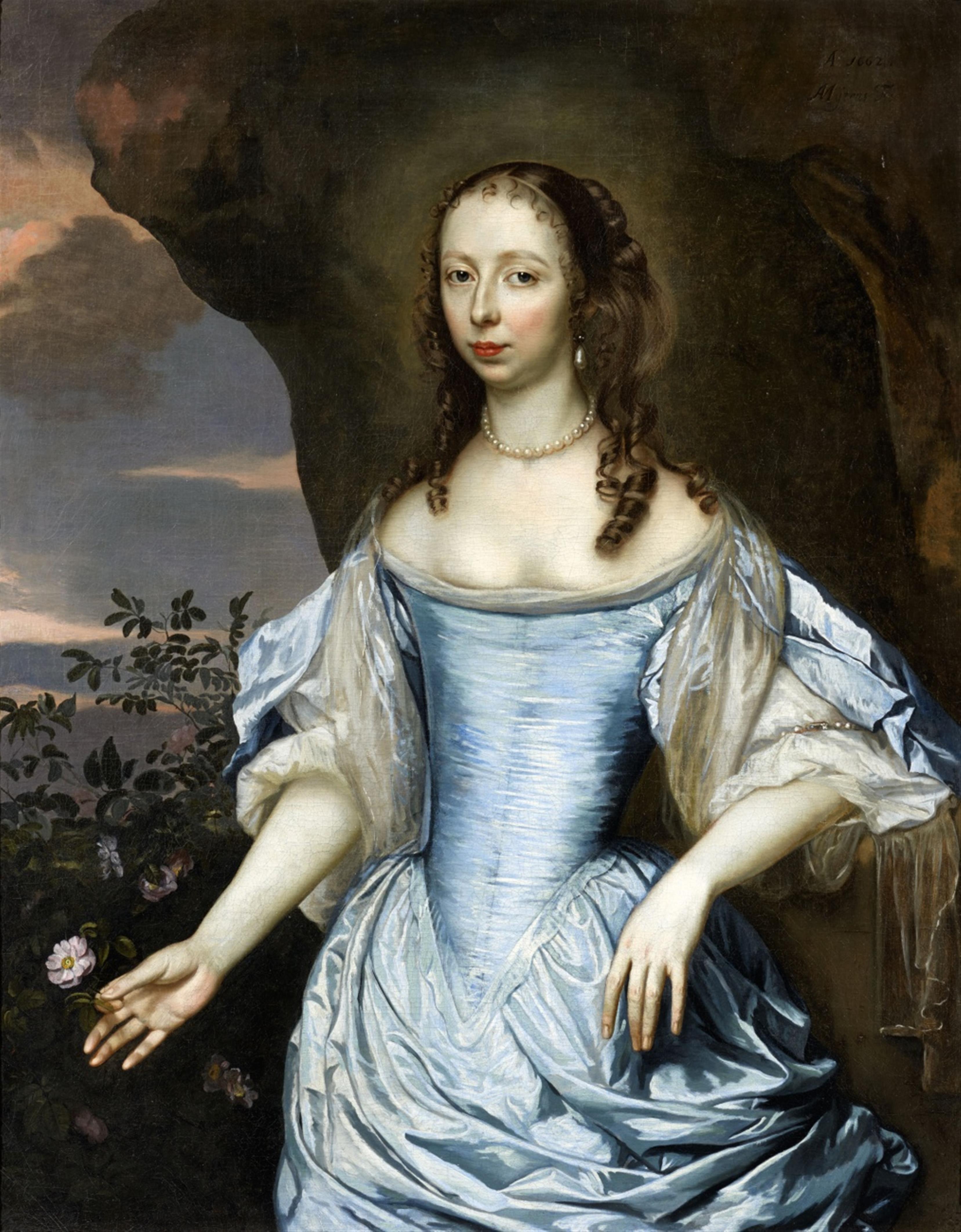 Jan Mijtens - Bildnis einer Dame in blauem Kleid - image-1