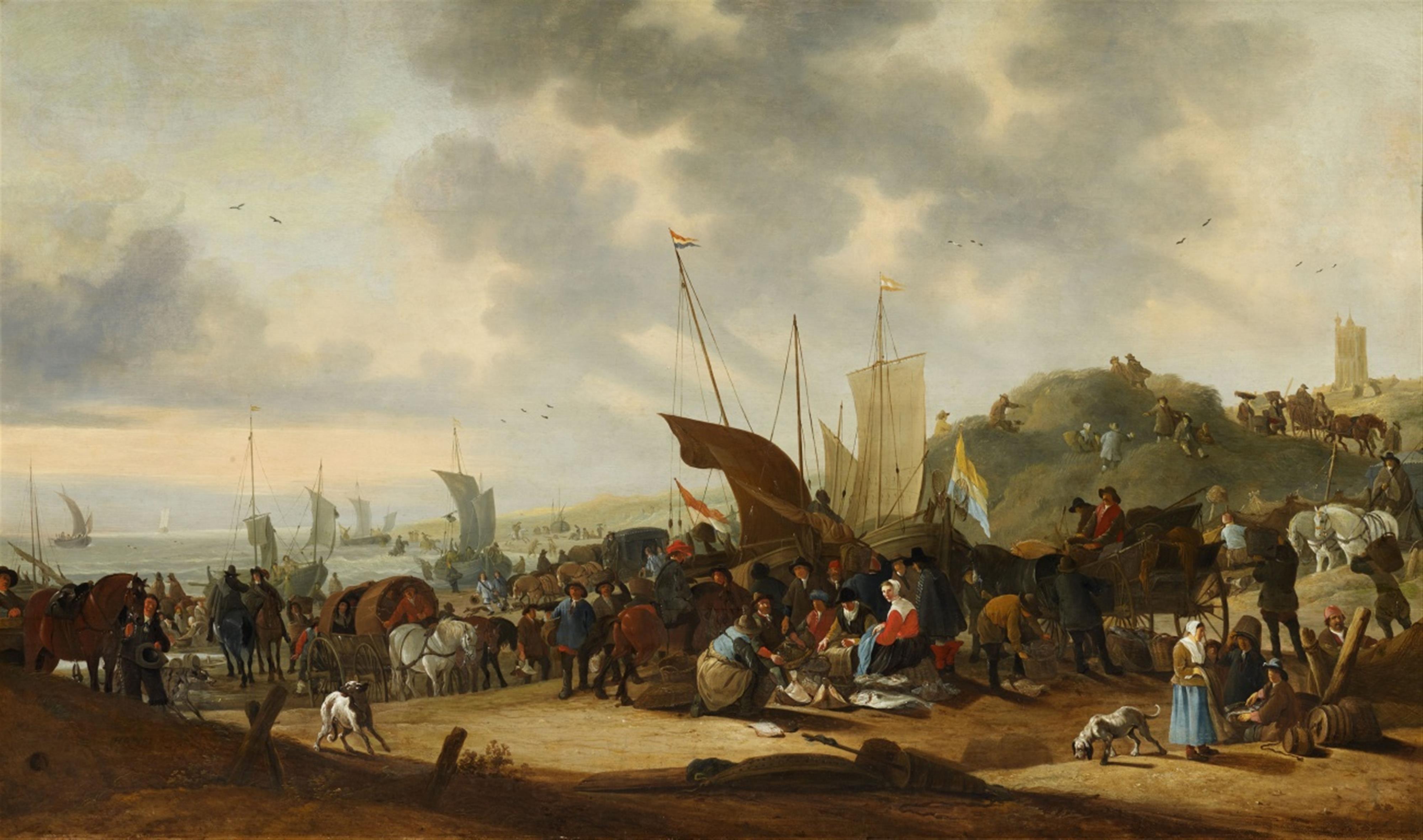Hendrick de Meijer - Küstenlandschaft mit Fischverkäufern - image-1