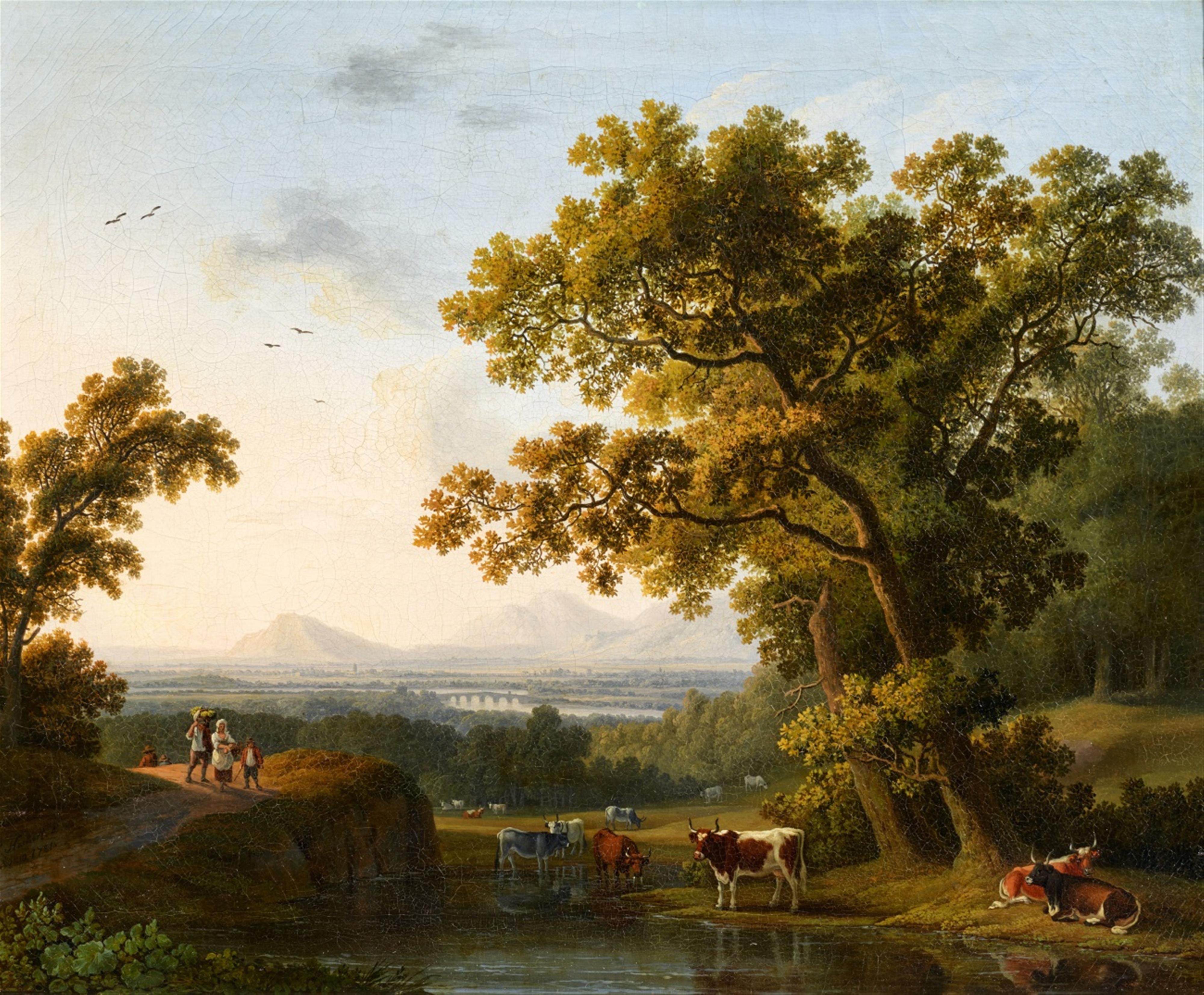 Jacob Philipp Hackert - Italian River Landscape with a View of the Tiber Valley north of Rome - image-1
