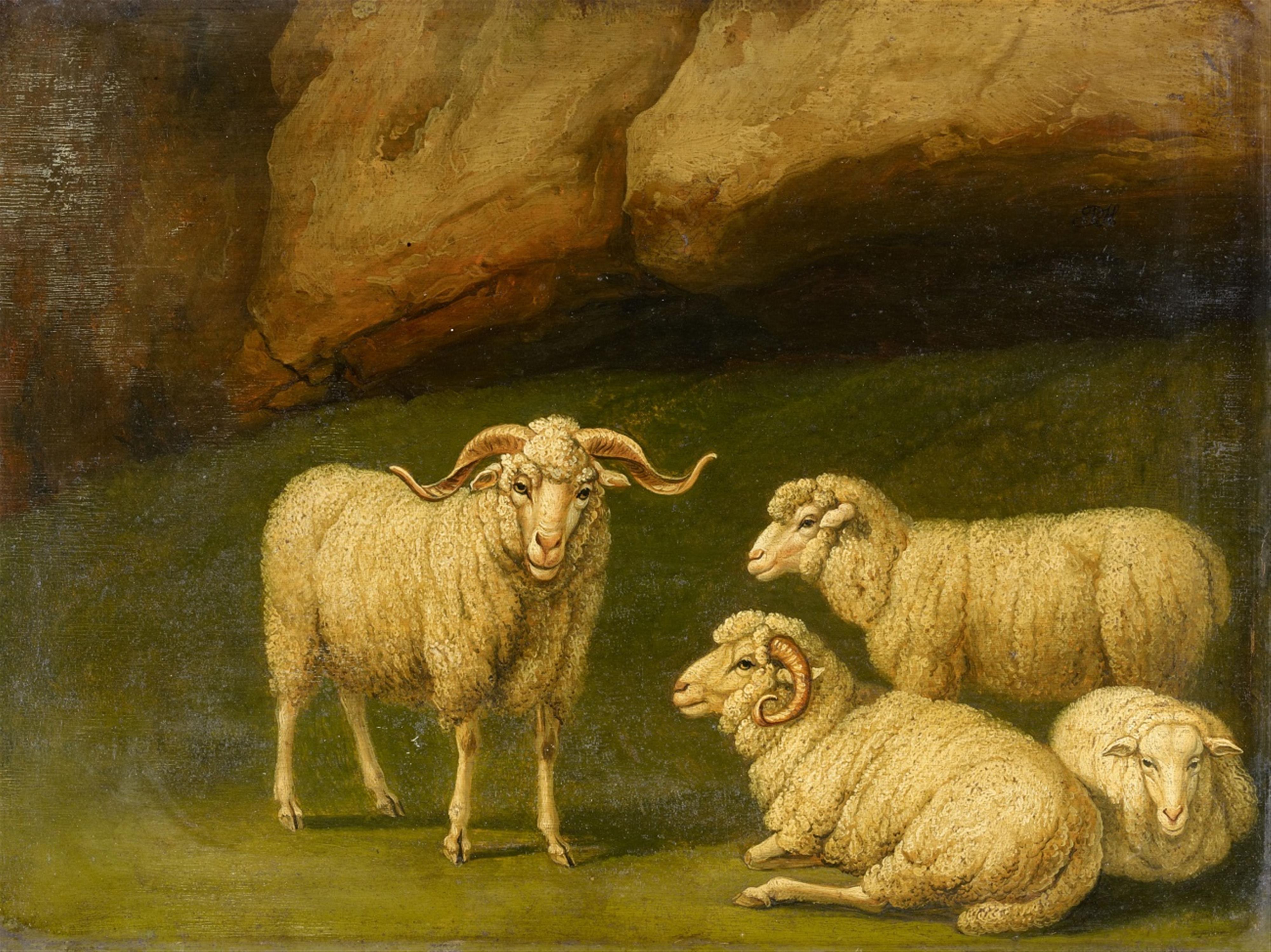 Jacob Philipp Hackert - Vier Schafe vor einem Felsen - image-1