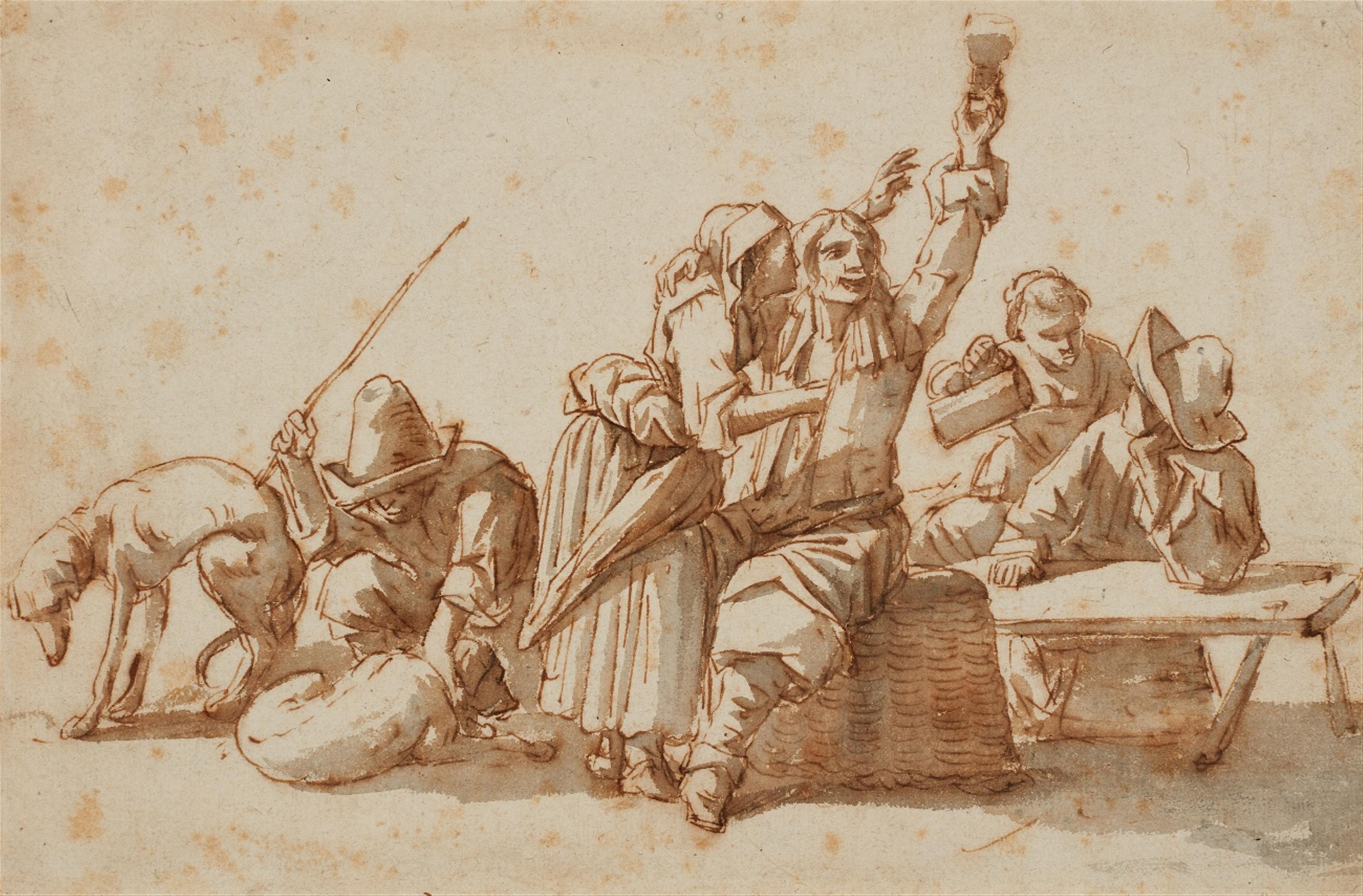 Netherlandish School of the 17th century - A Bamboccianti Scene - image-1