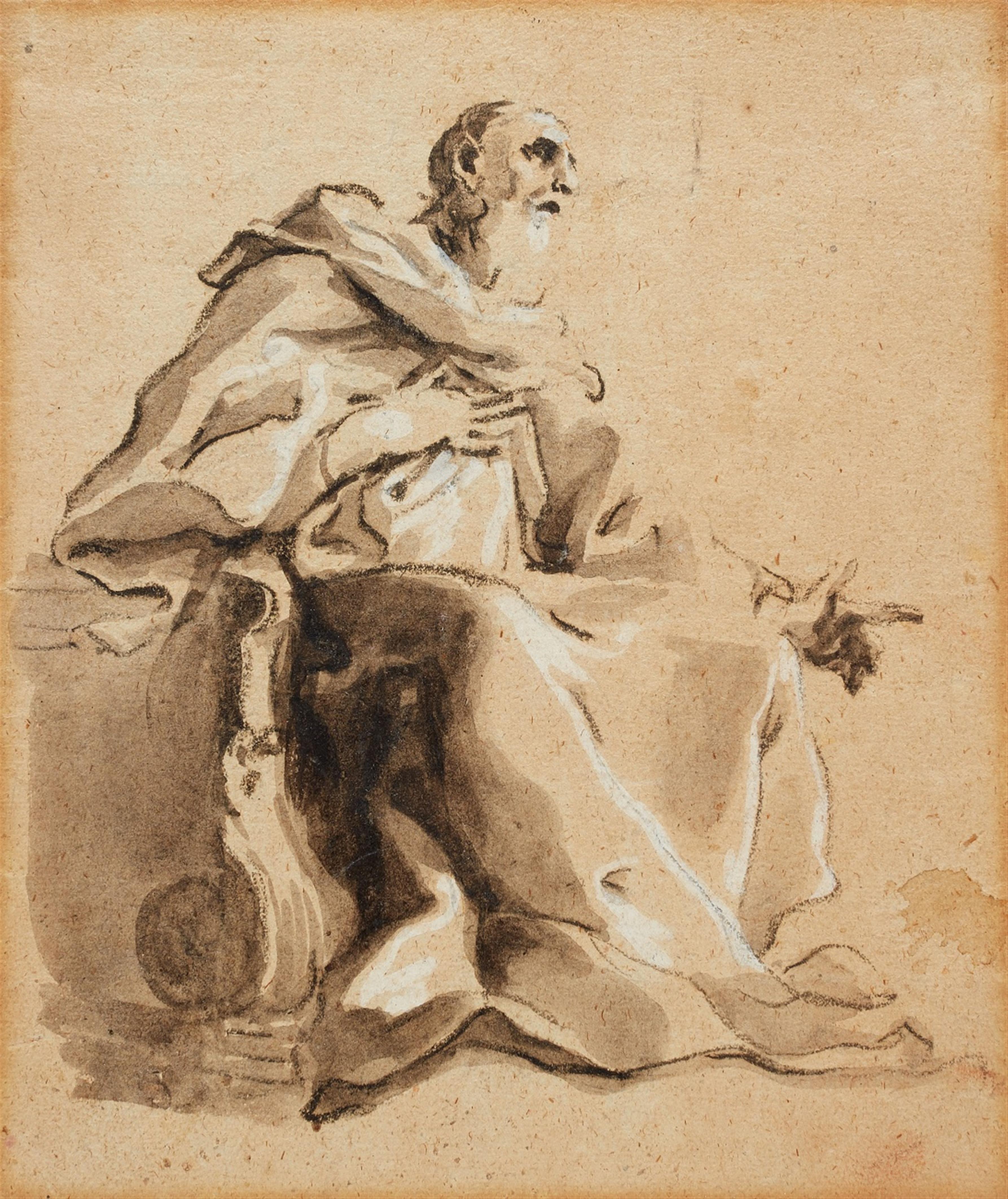 Giovanni Antonio Pellegrini, zugeschrieben - Ein sitzender Prophet - image-1