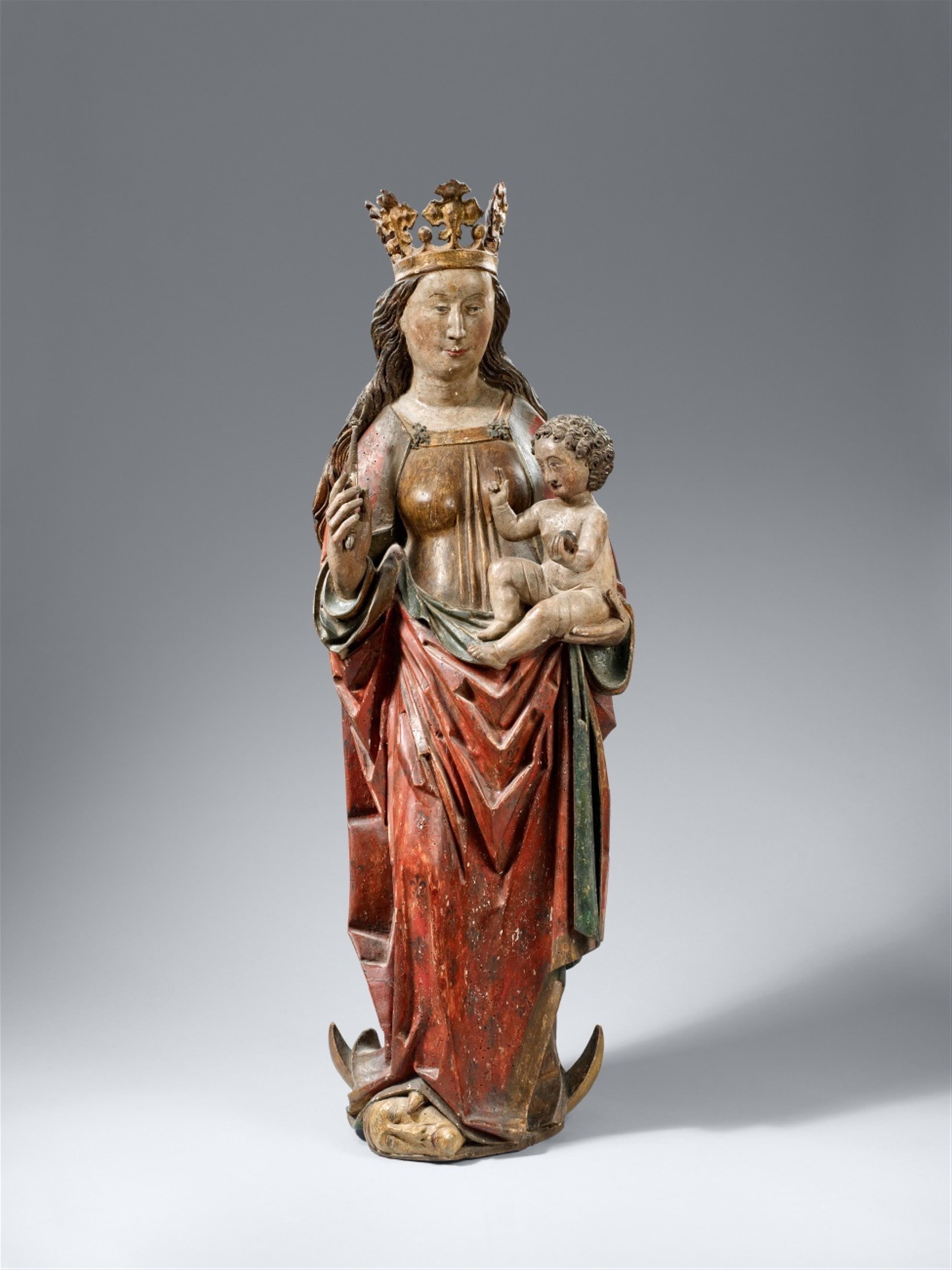Probably Central Rhine Region 2nd half 15th century - A probably Central Rhenish wooden figure of the Virgin and Child, second half 15th century. - image-1