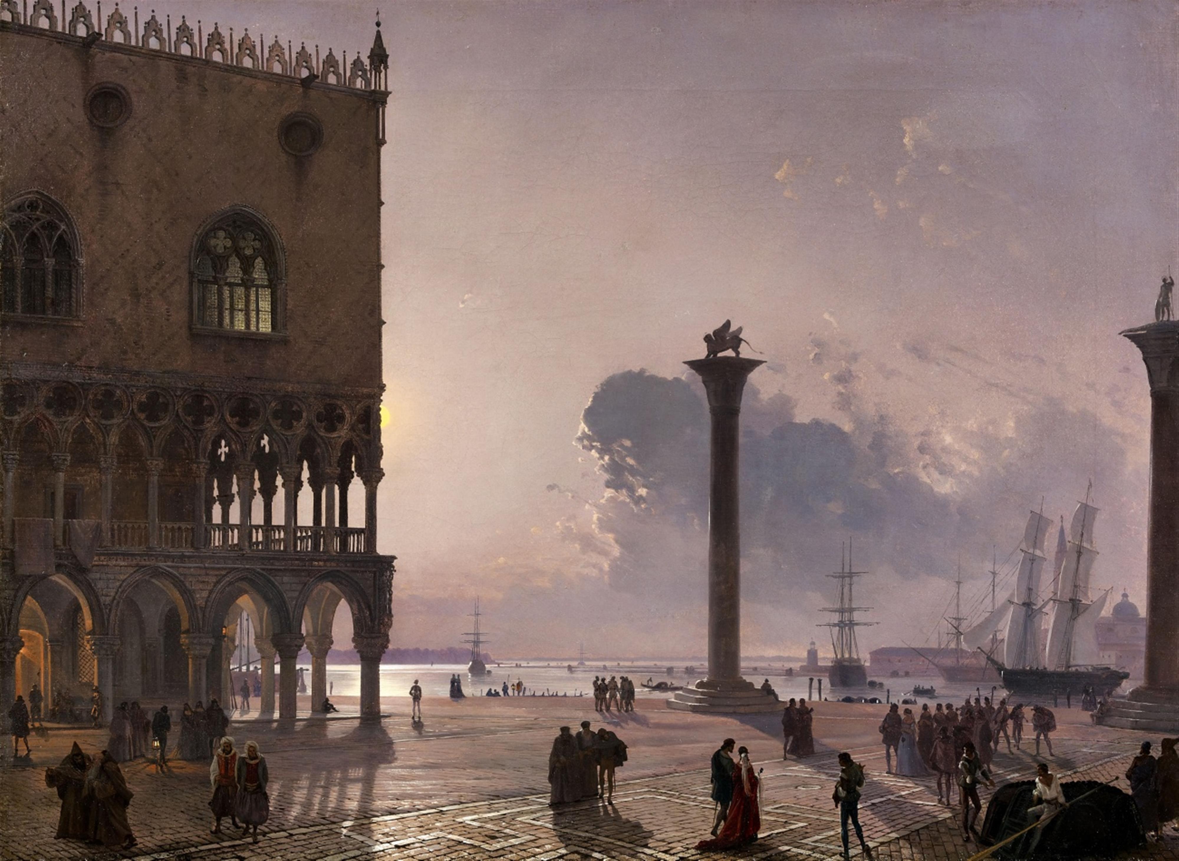 Friedrich Nerly - The Piazzetta di San Marco by Moonlight - image-1