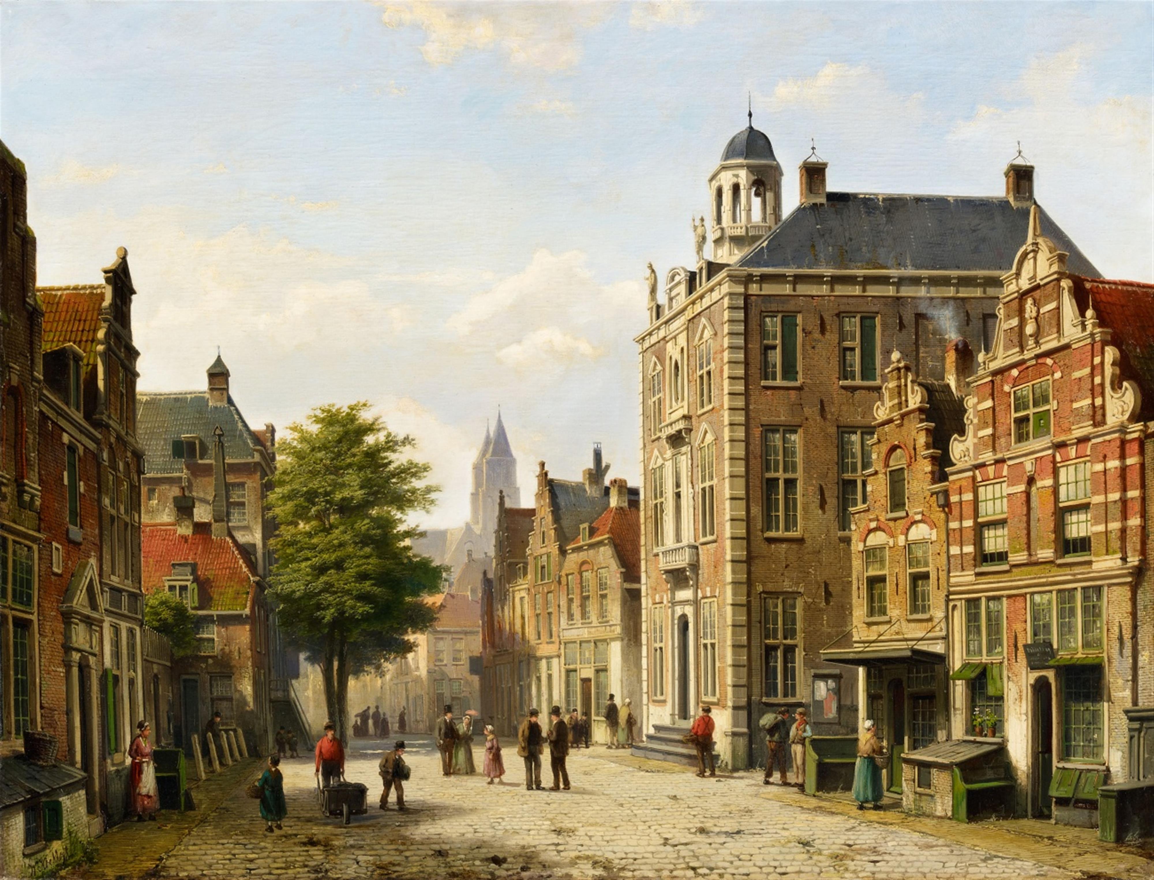 Willem Koekkoek - View of a Dutch Street in Summer - image-1