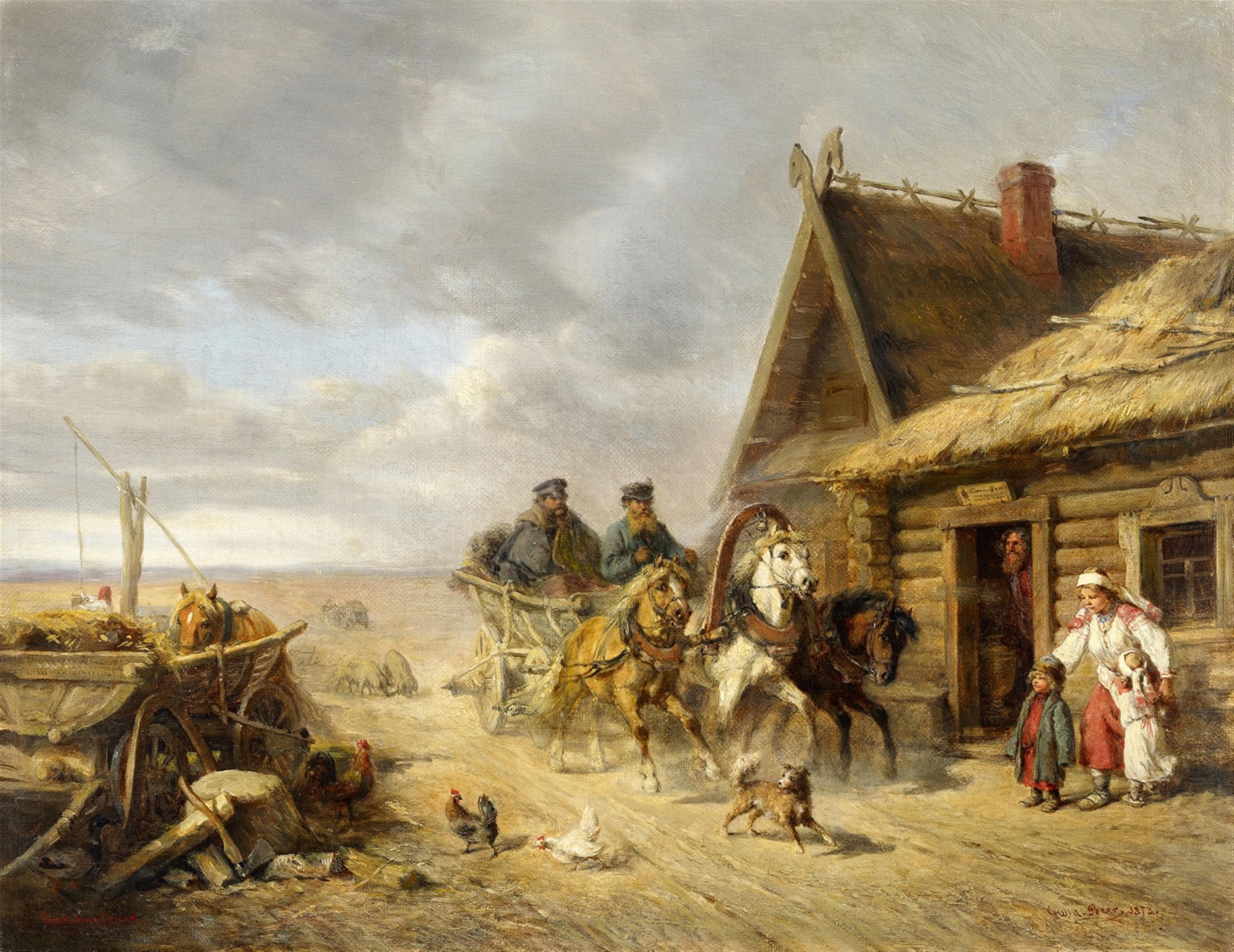 Wilhelm Amandus Beer - Russische Bauernszene mit vorbeirasender Troika - image-1