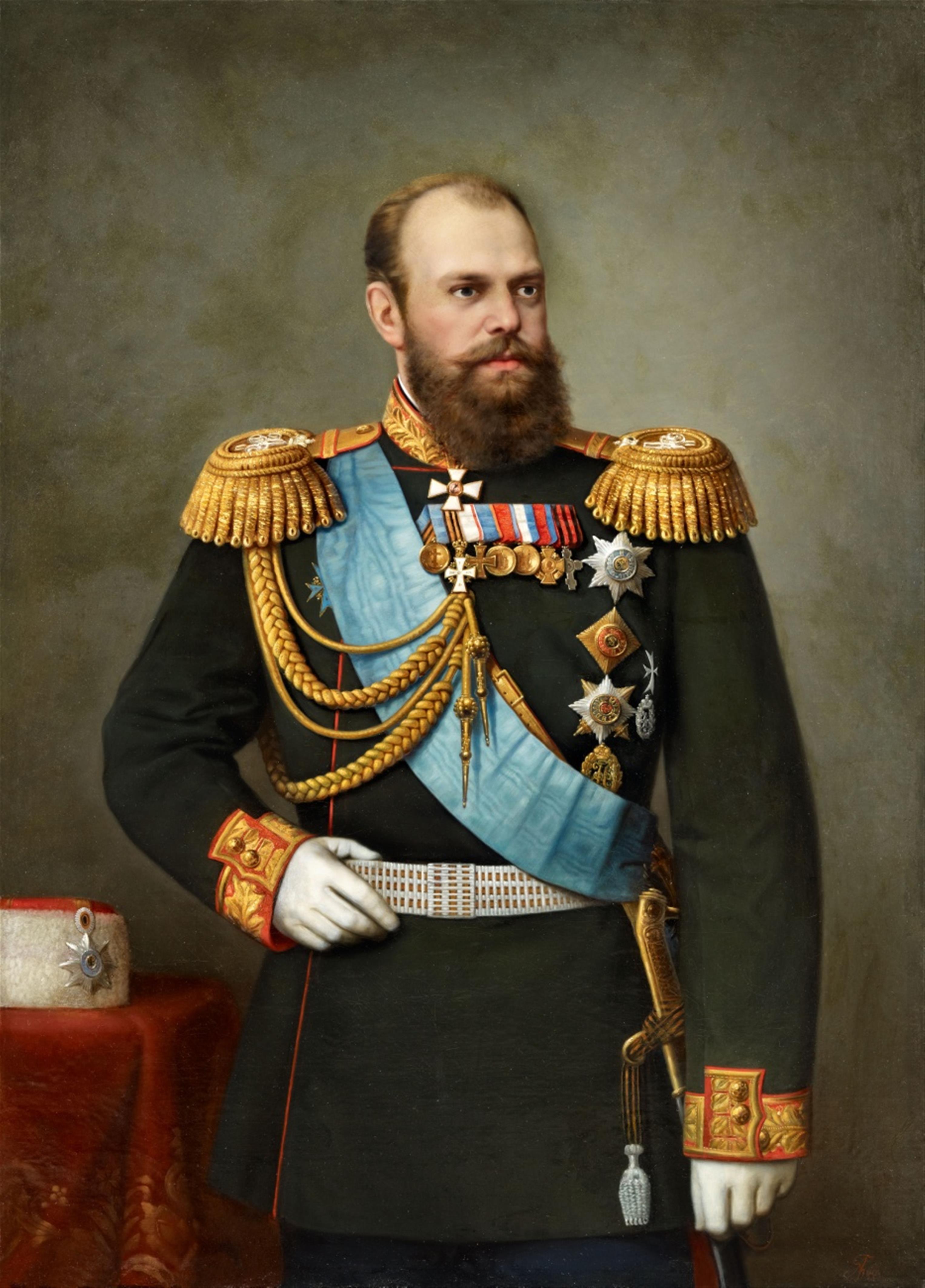 Russian School of the 19th century - Portrait of Tsar Alexander III of Russia - image-1
