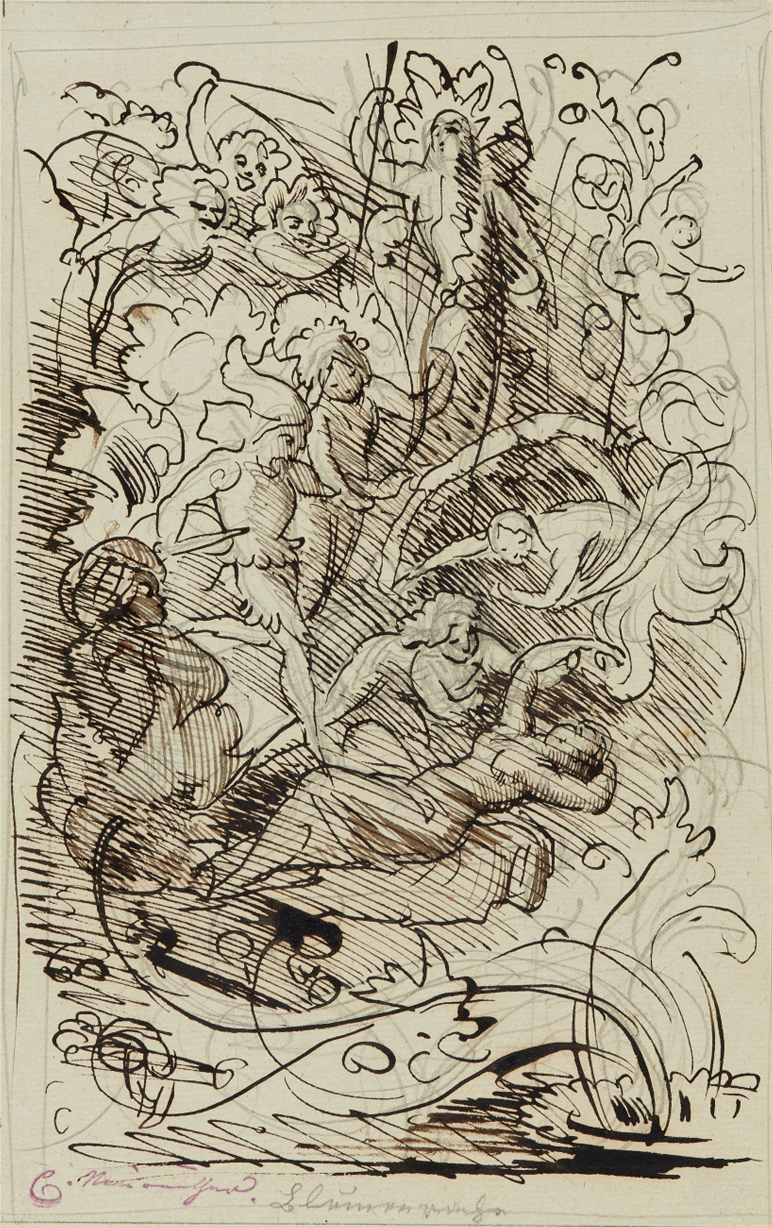 Eugen Napoleon Neureuther - Illustration sketch for "Der Blumen Rache" - image-1