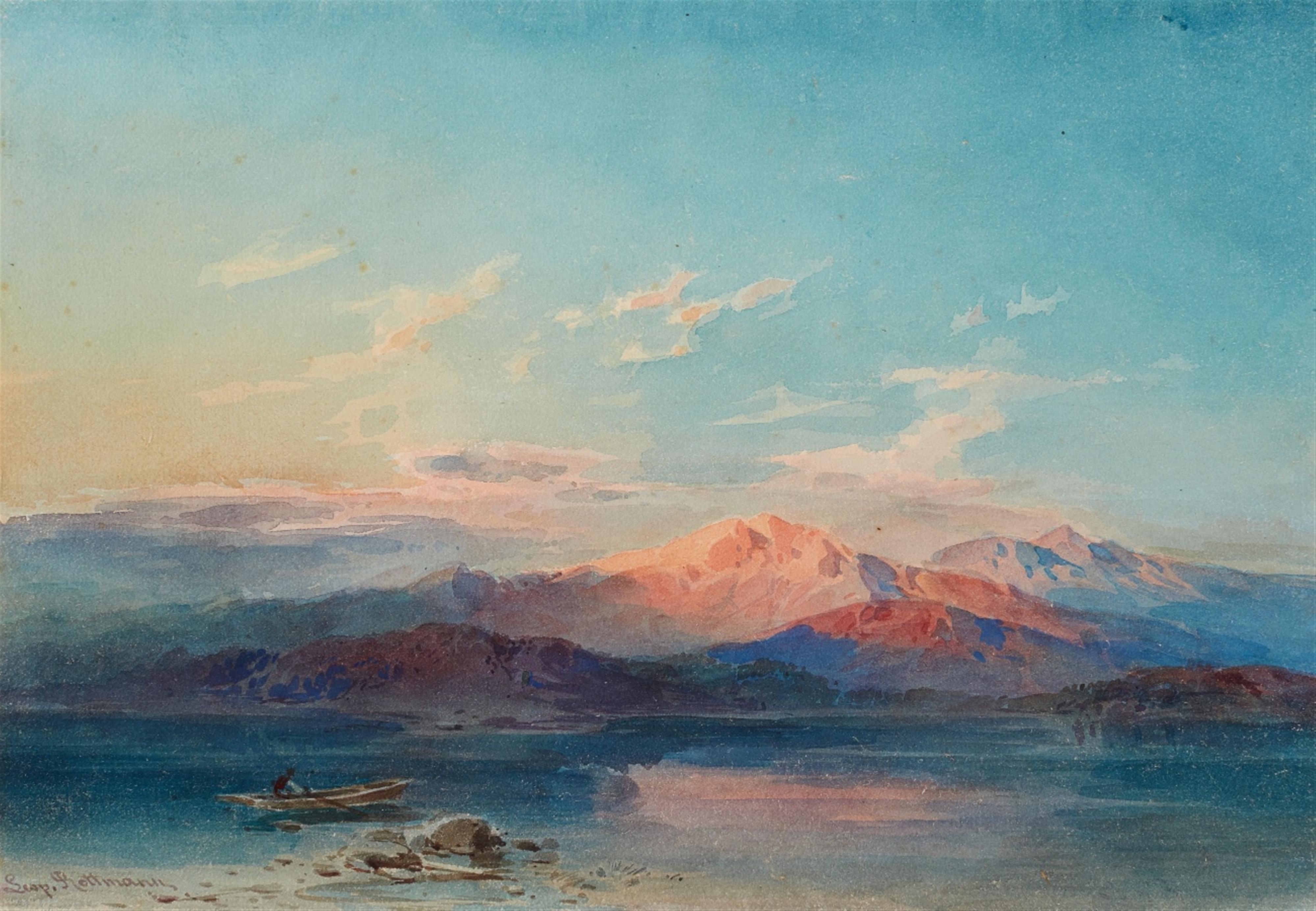 Leopold Rottmann - Gebirgssee bei Sonnenuntergang - image-1