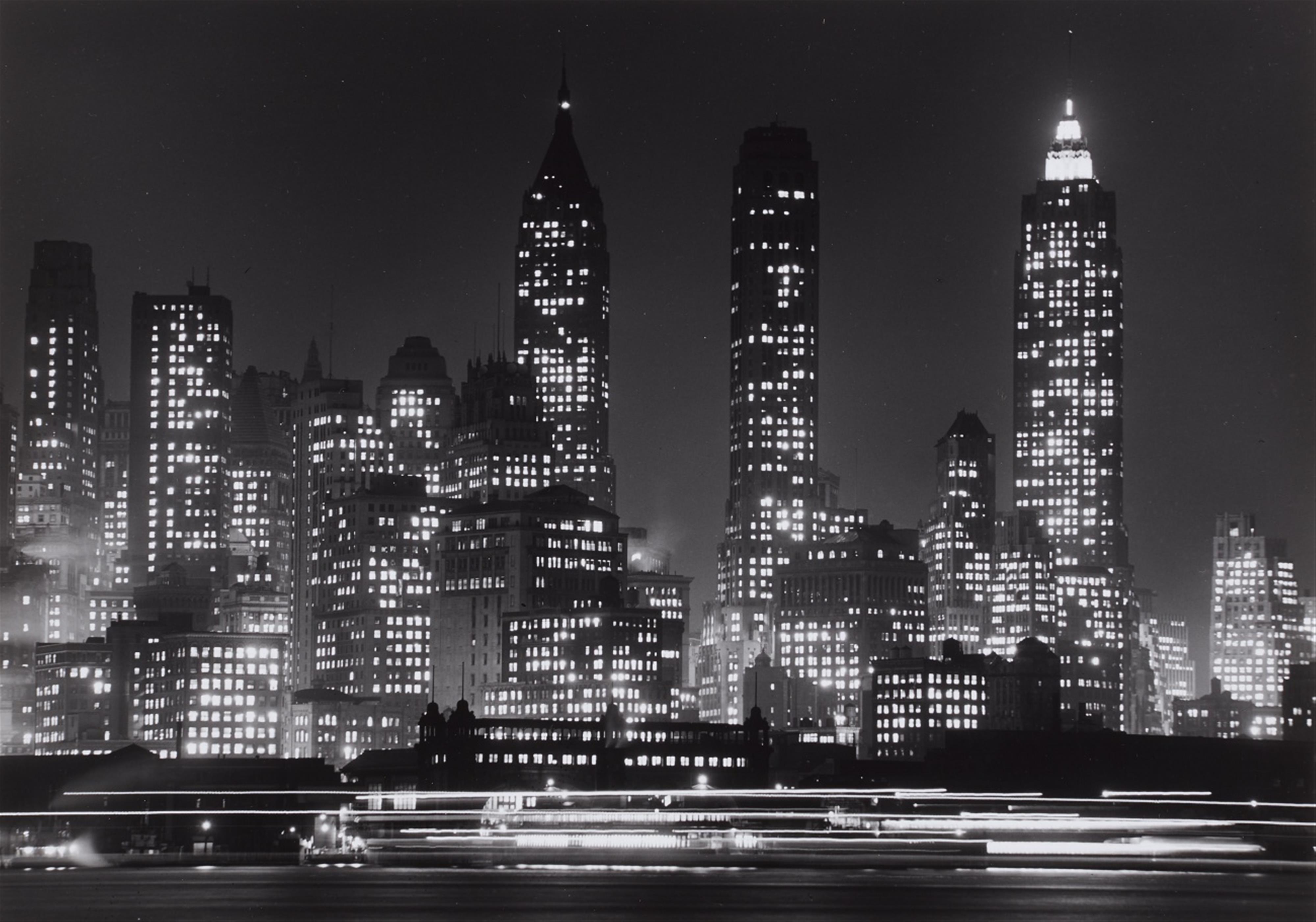 Andreas Feininger - Downtown Manhattan by Night, New York - image-1