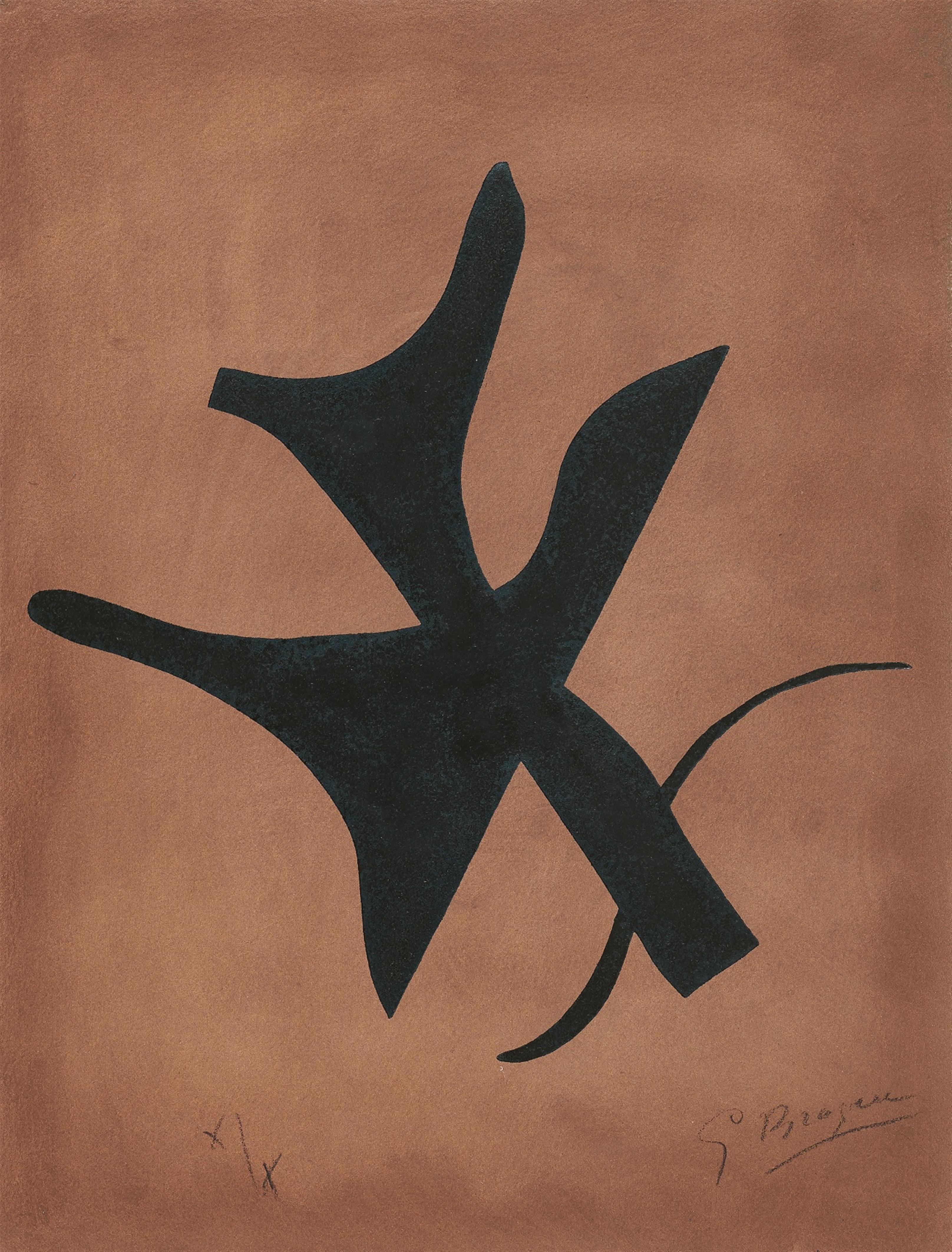 Georges Braque - Oiseau vert sur fond brun - image-1