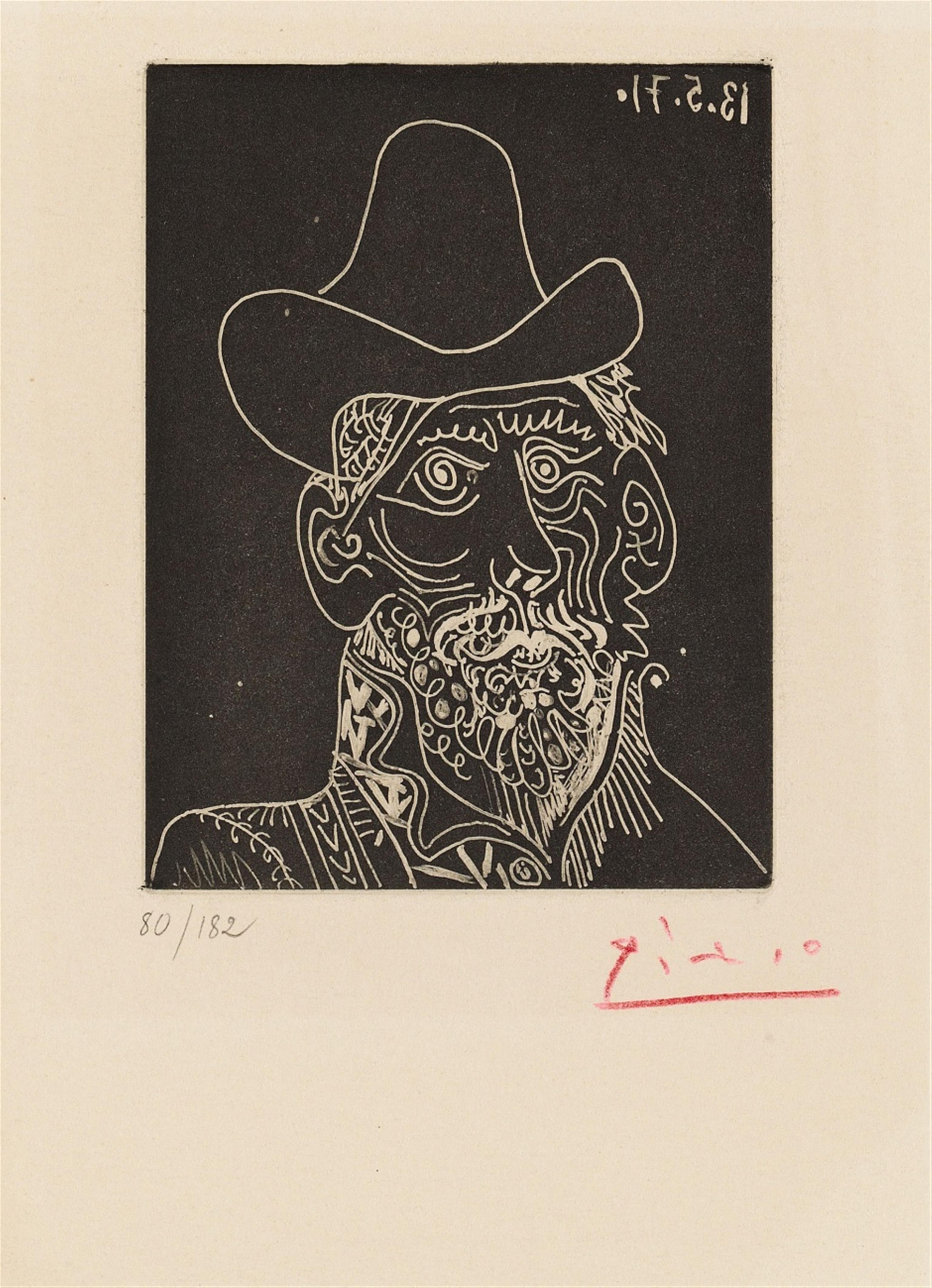 Pablo Picasso - Buste d'homme barbu au chapeau - image-1
