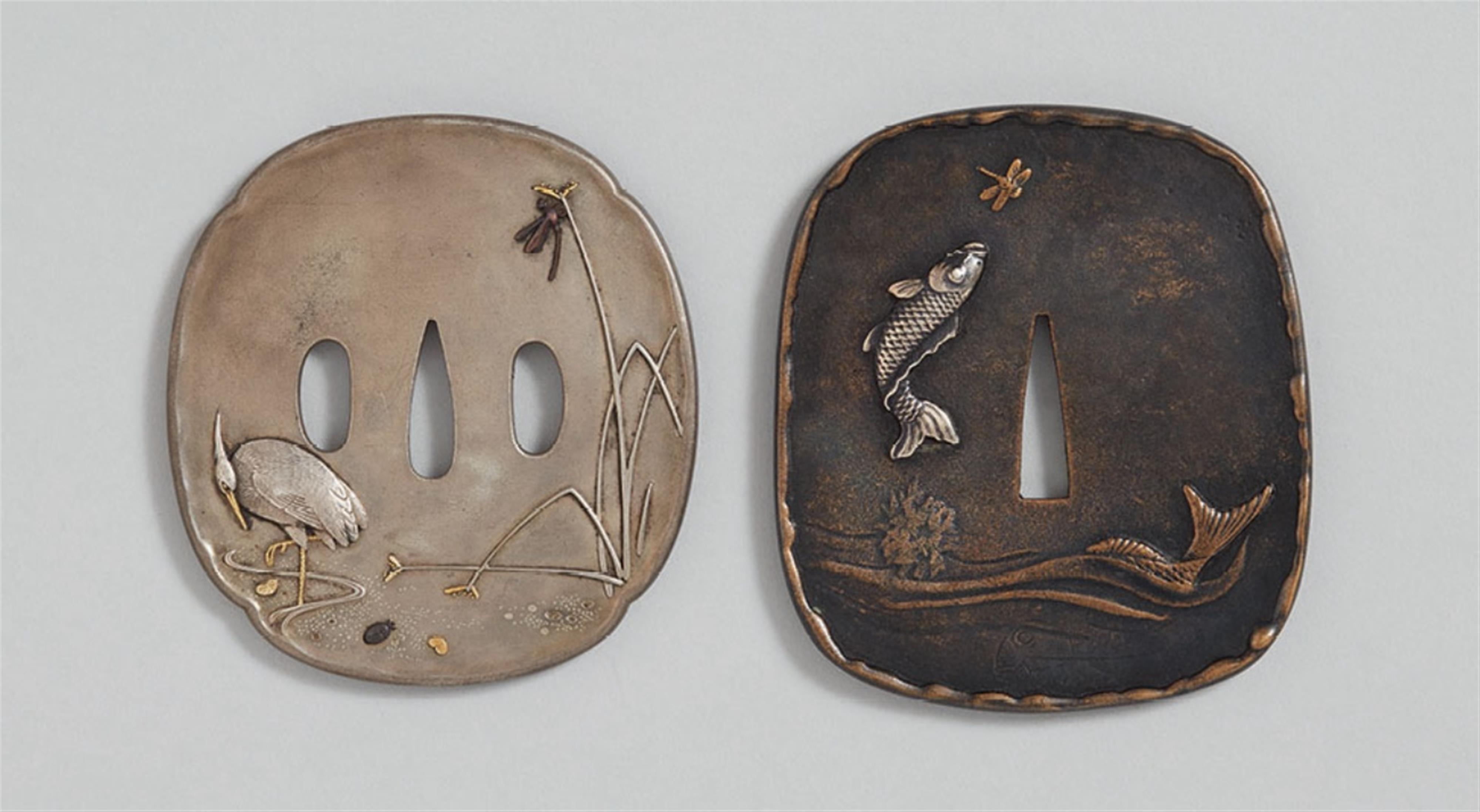 Two large soft metal tsuba. Meiji period - image-1