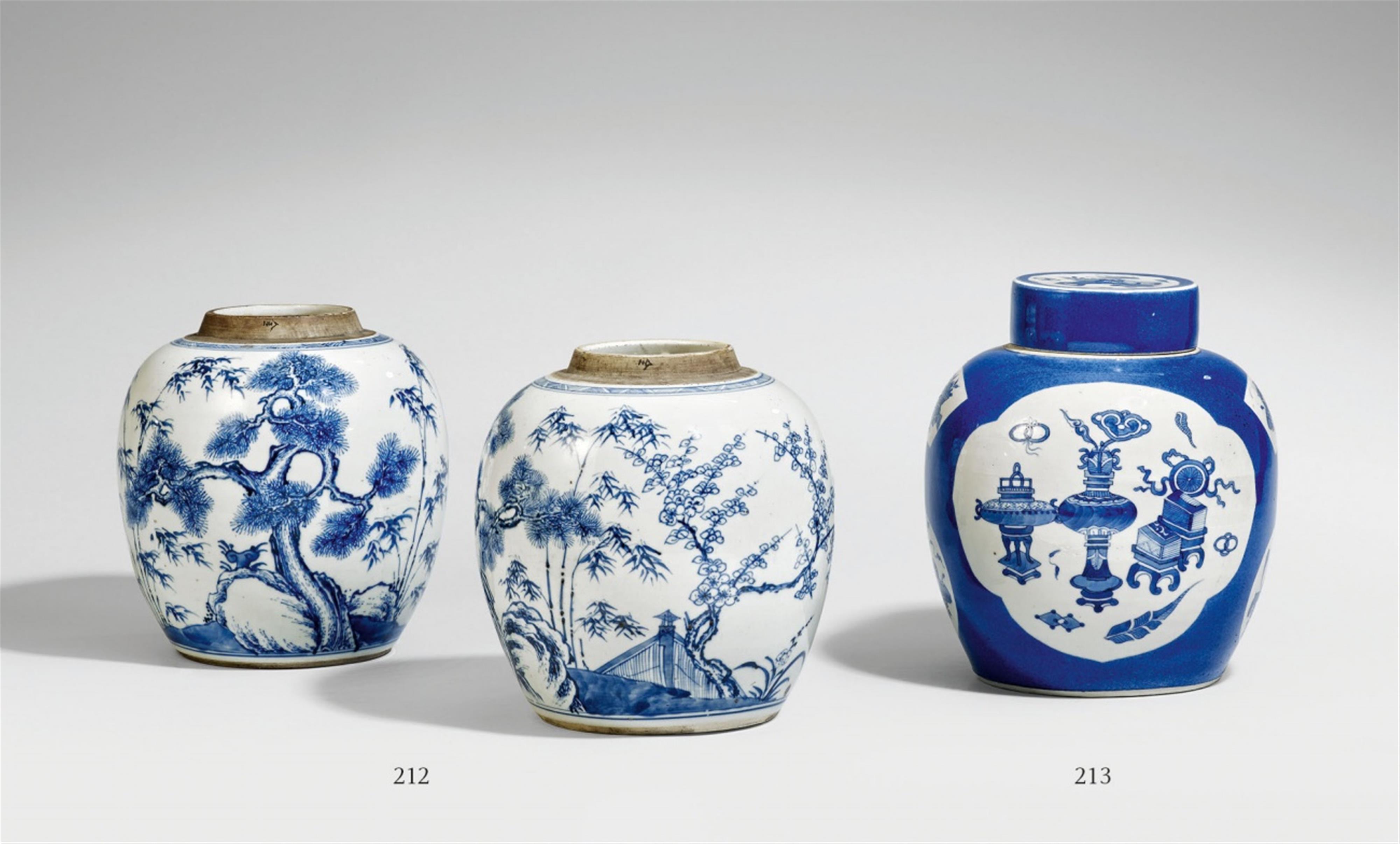 A pair of blue and white ginger jars. First half 18th century - image-1