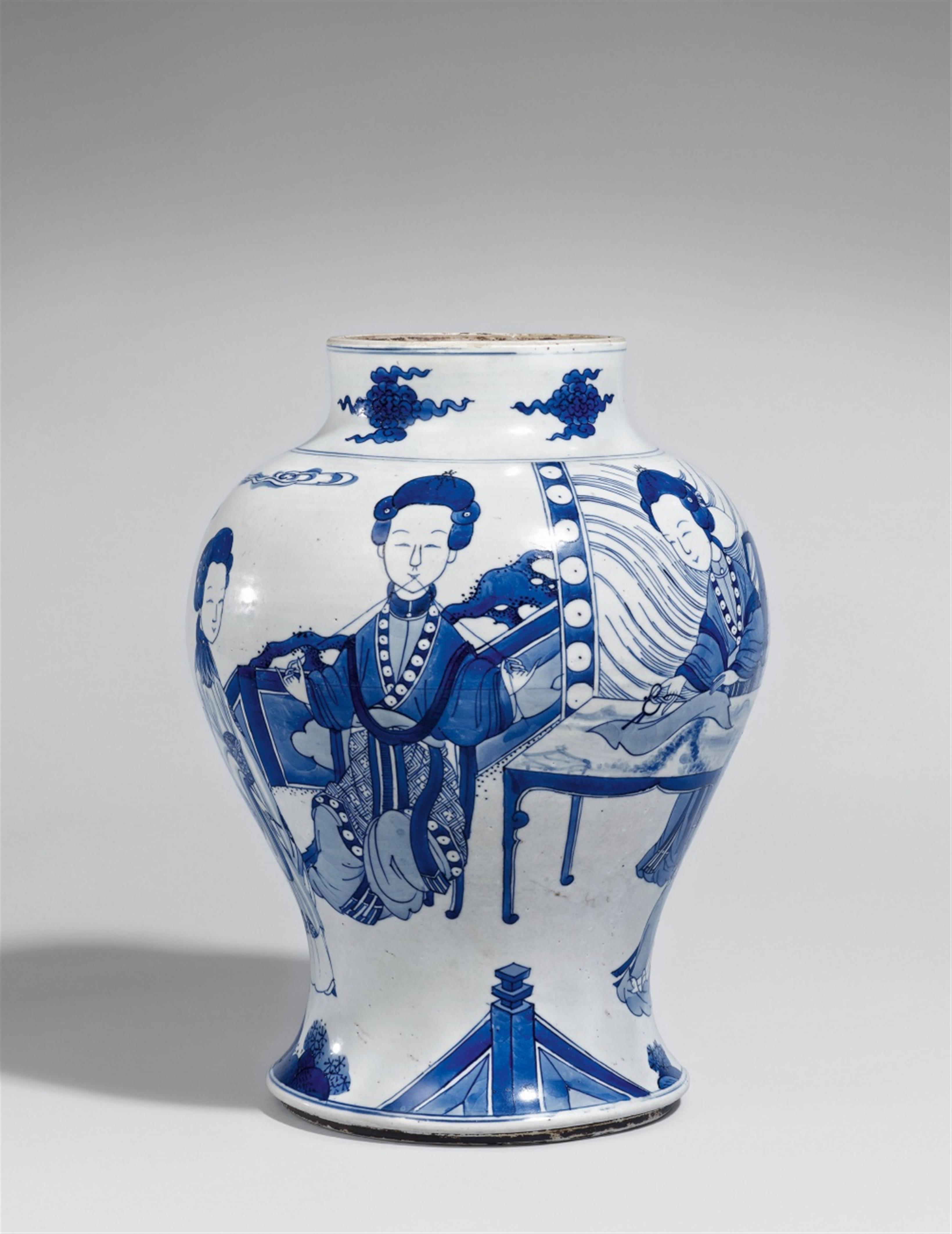 Blau-weißer Balustertopf. Kangxi-Periode (1662-1722) - image-1