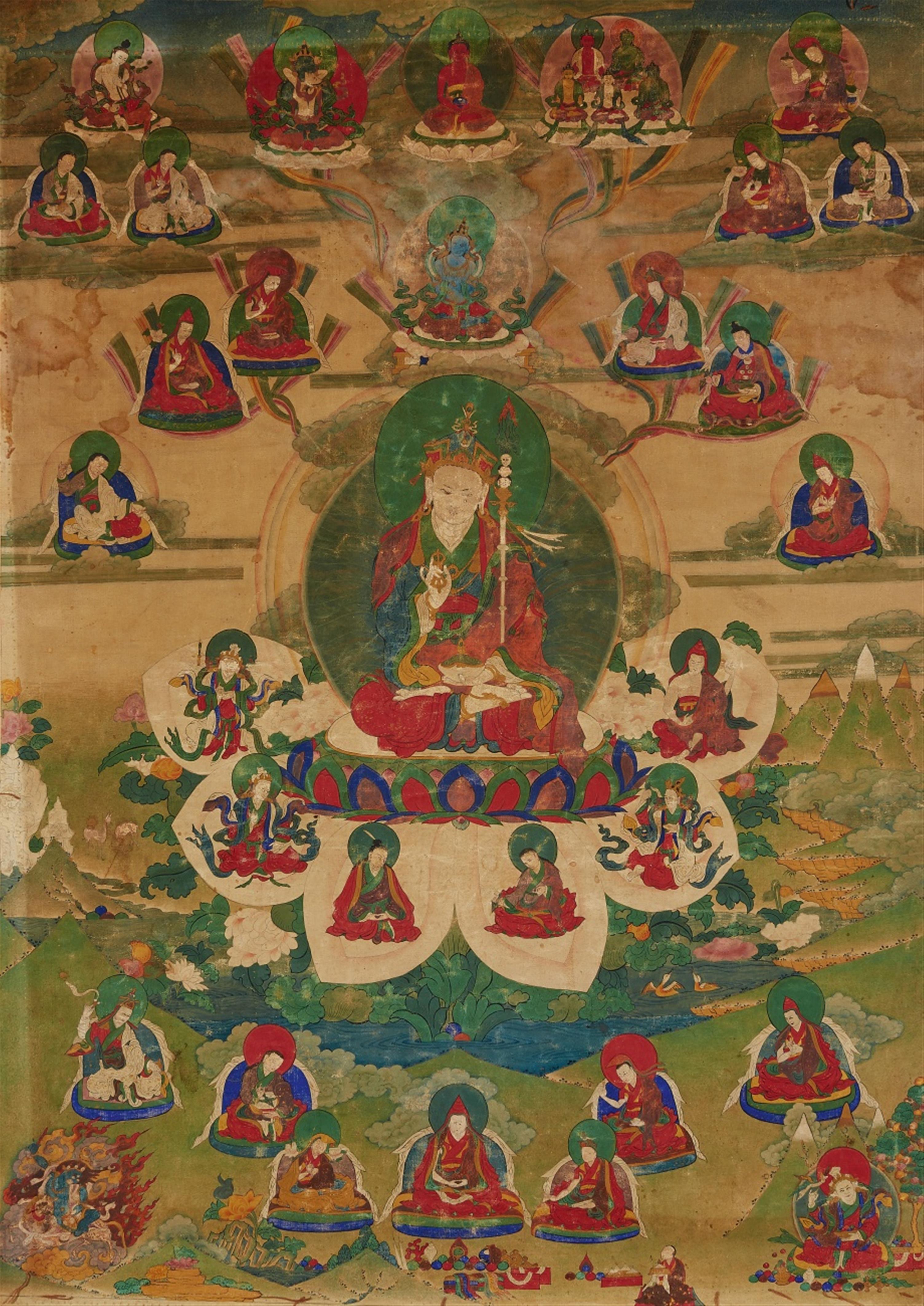 A Tibetan thangka of Padmasambhava. 19th century - image-1