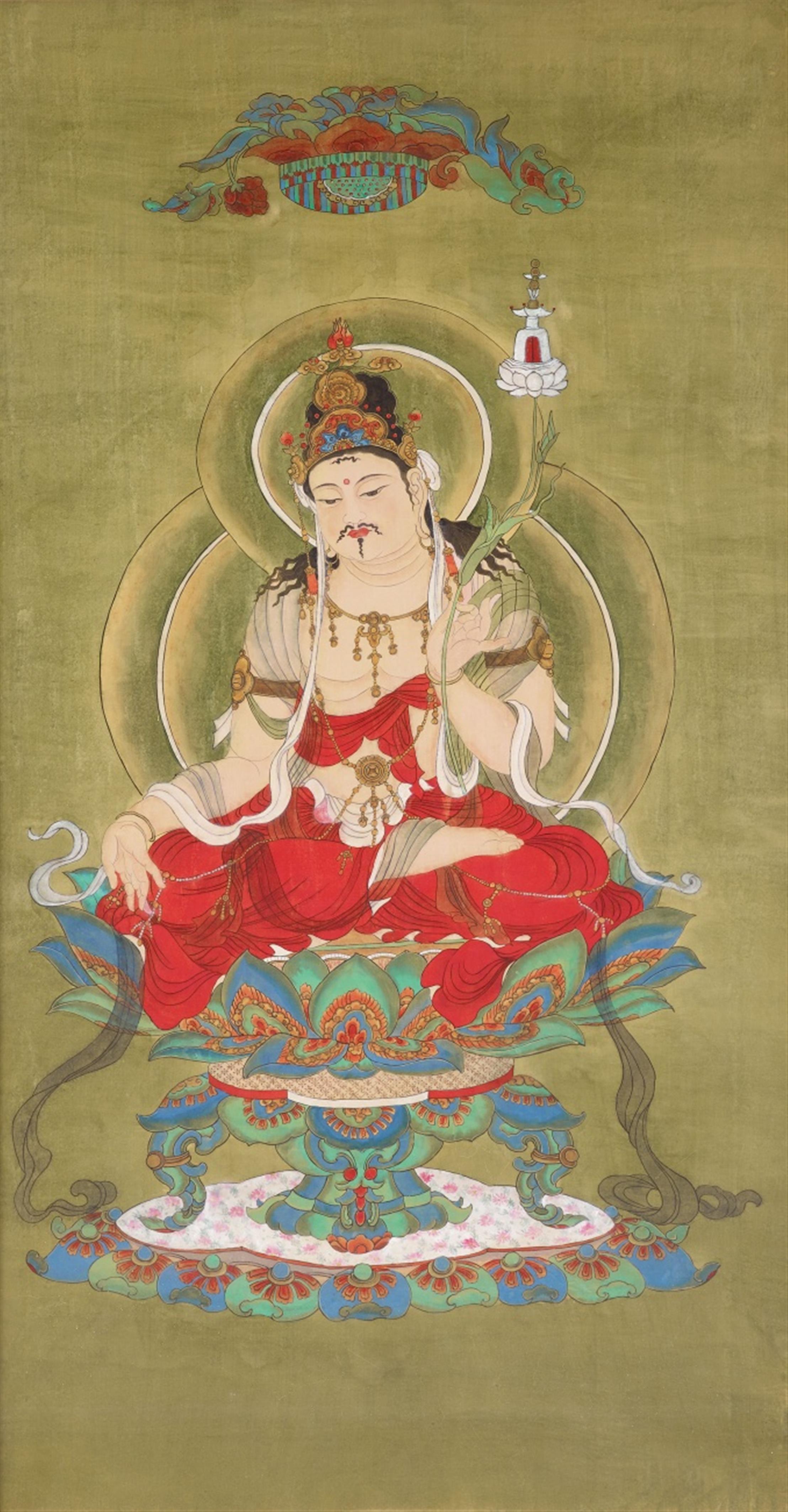 and Anonymous
Anonymous painter . 20th century - Buddha Maitreya by an anonymous painter. Ink and colour on silk. 20th century. - image-2