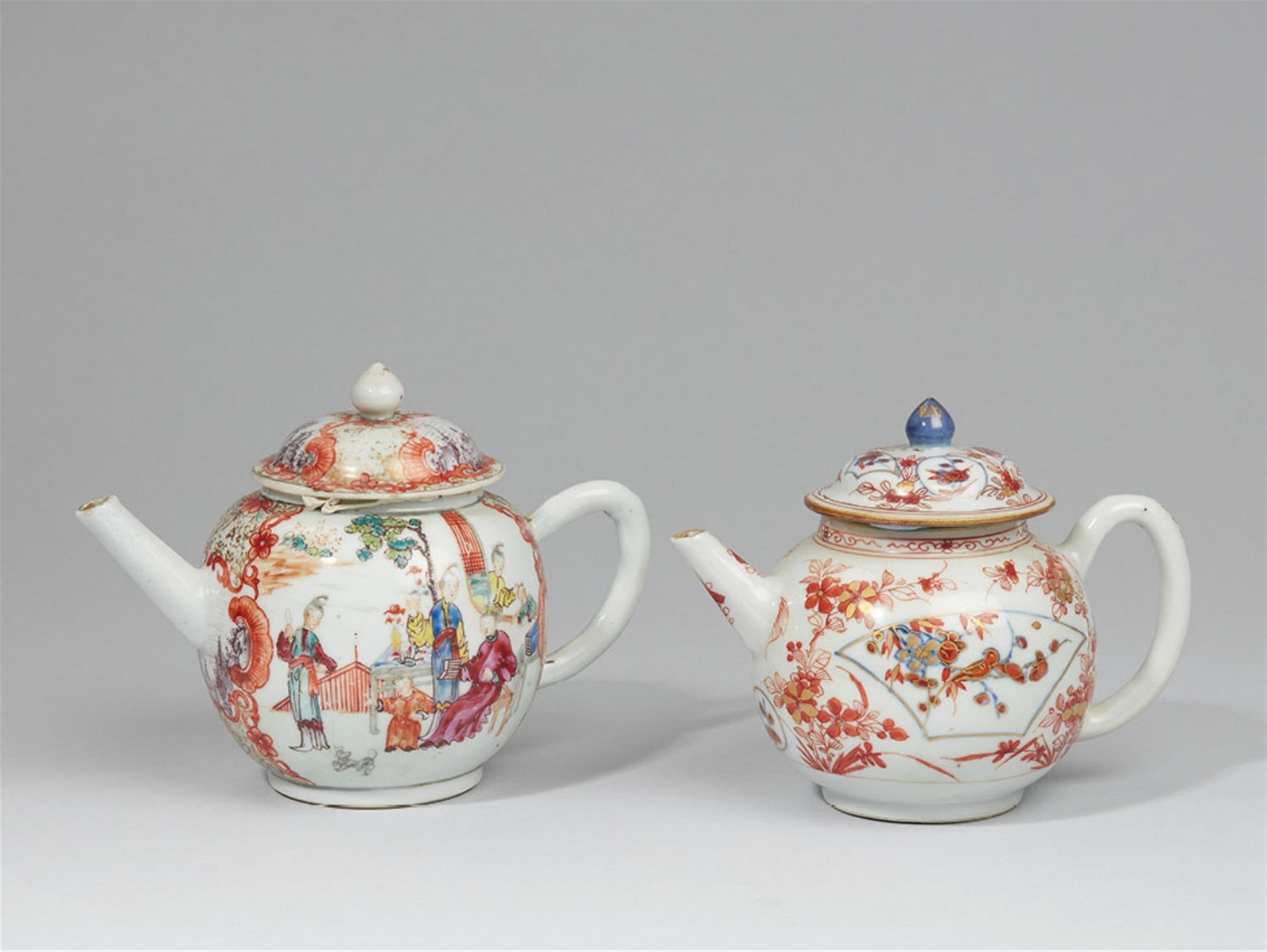 Two polychrome-decorated teapots. 18th century - image-1