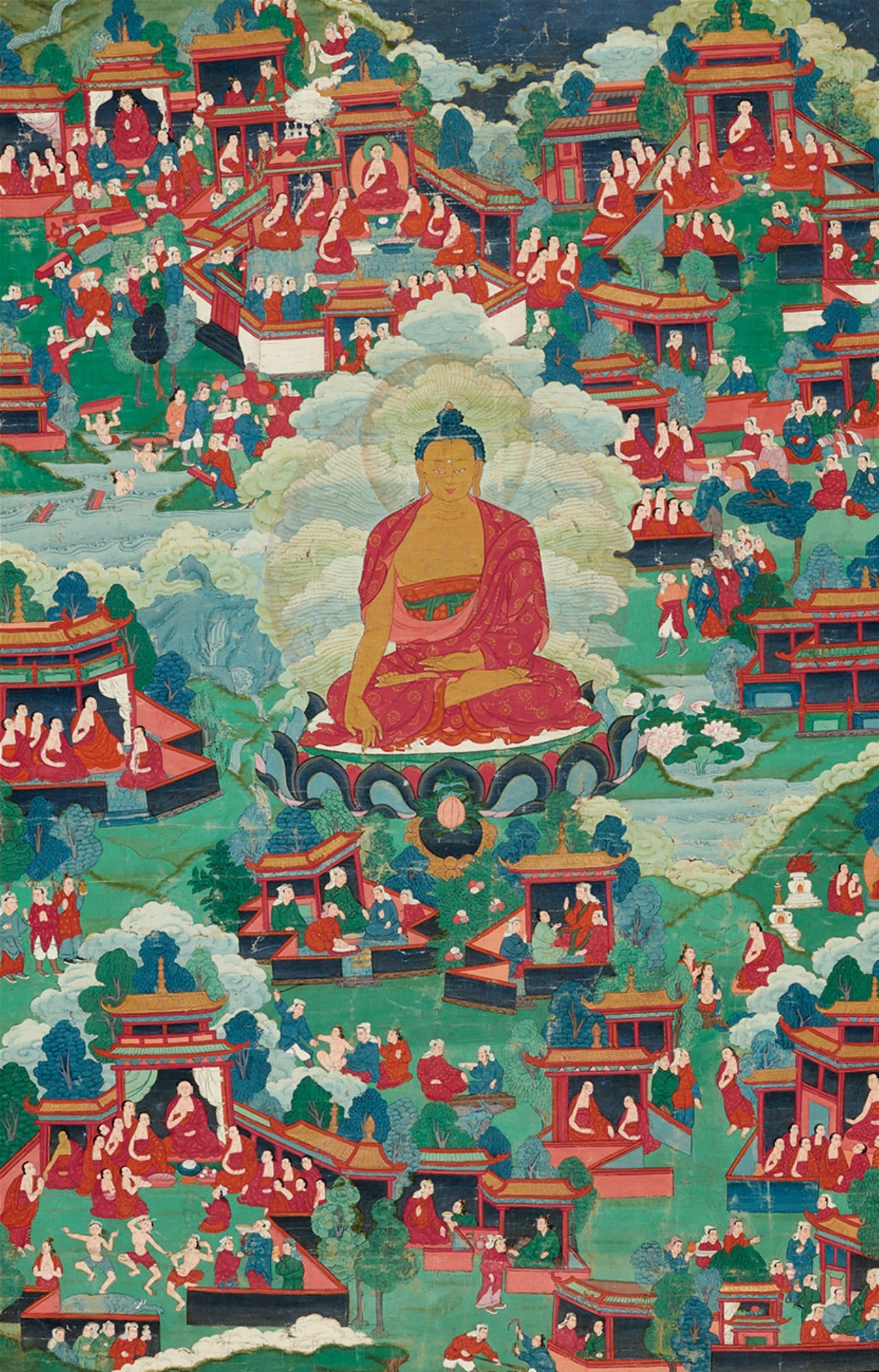 A Tibetan avadana thangka of Buddha Shakyamuni. 19th/early 20th century - image-1