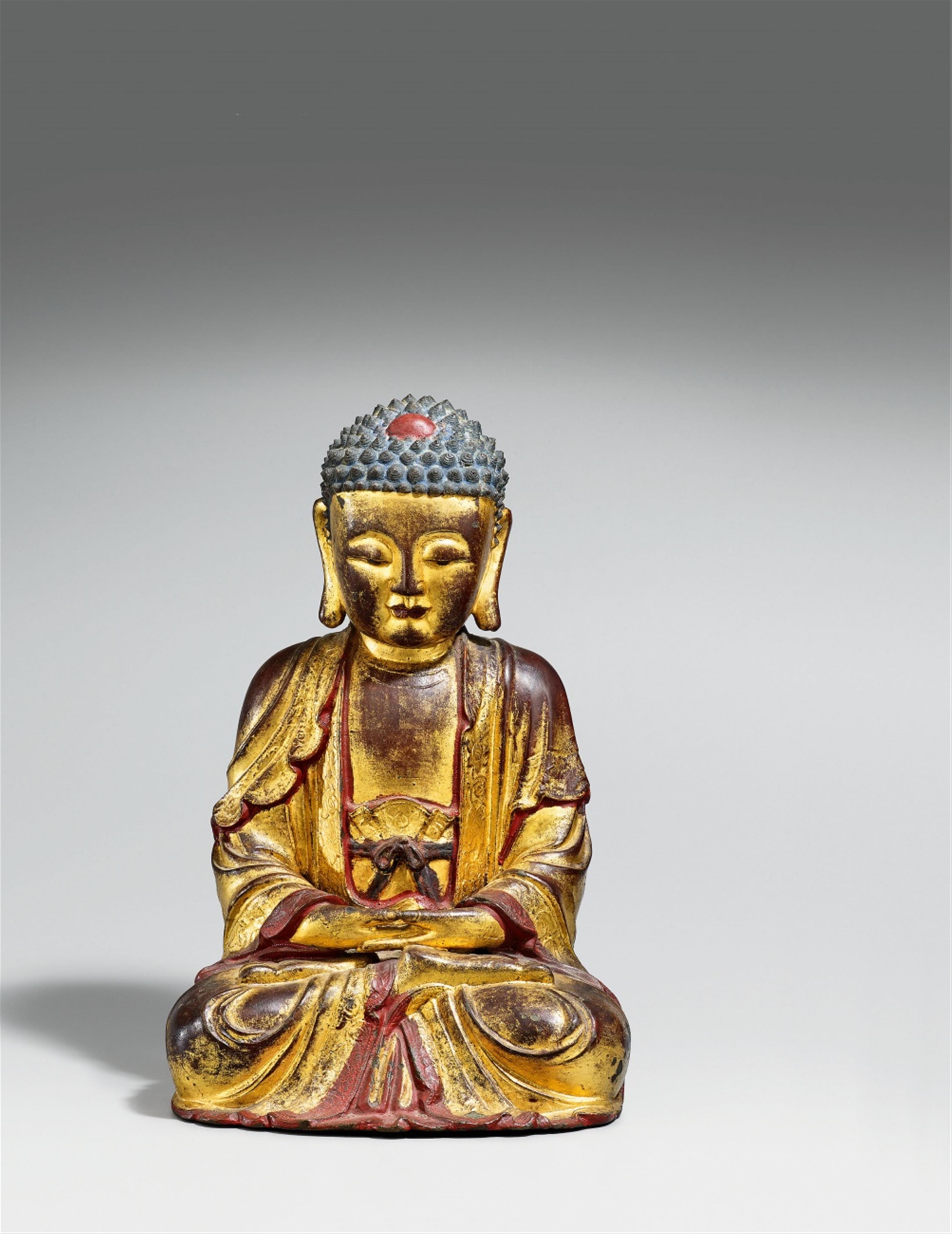 Buddha Amitabha. Bronze mit Lackfassung. China. Ming-Zeit - image-1