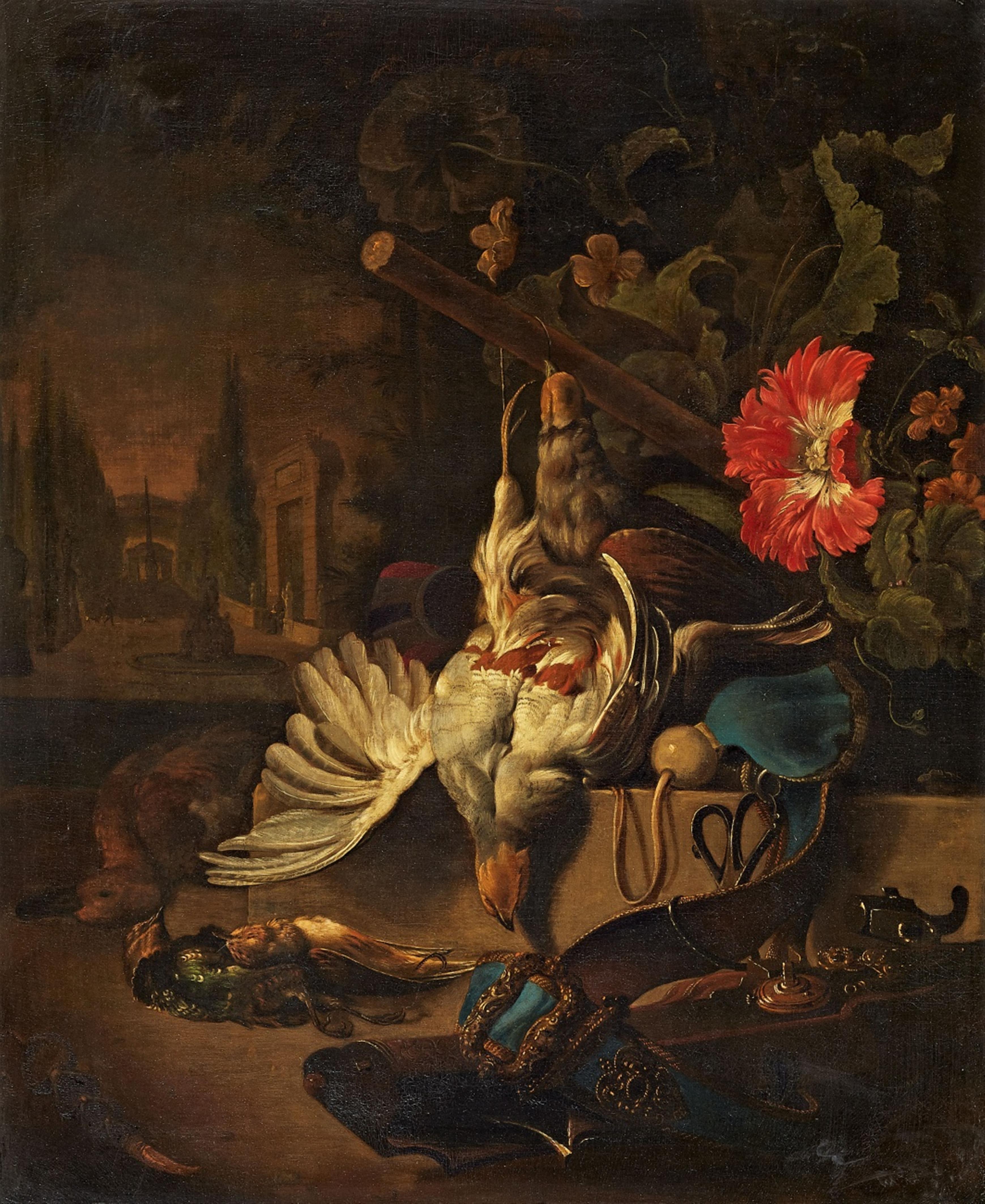 Jan Weenix, studio of - Still Life with a Partridge in a Park Landscape - image-1