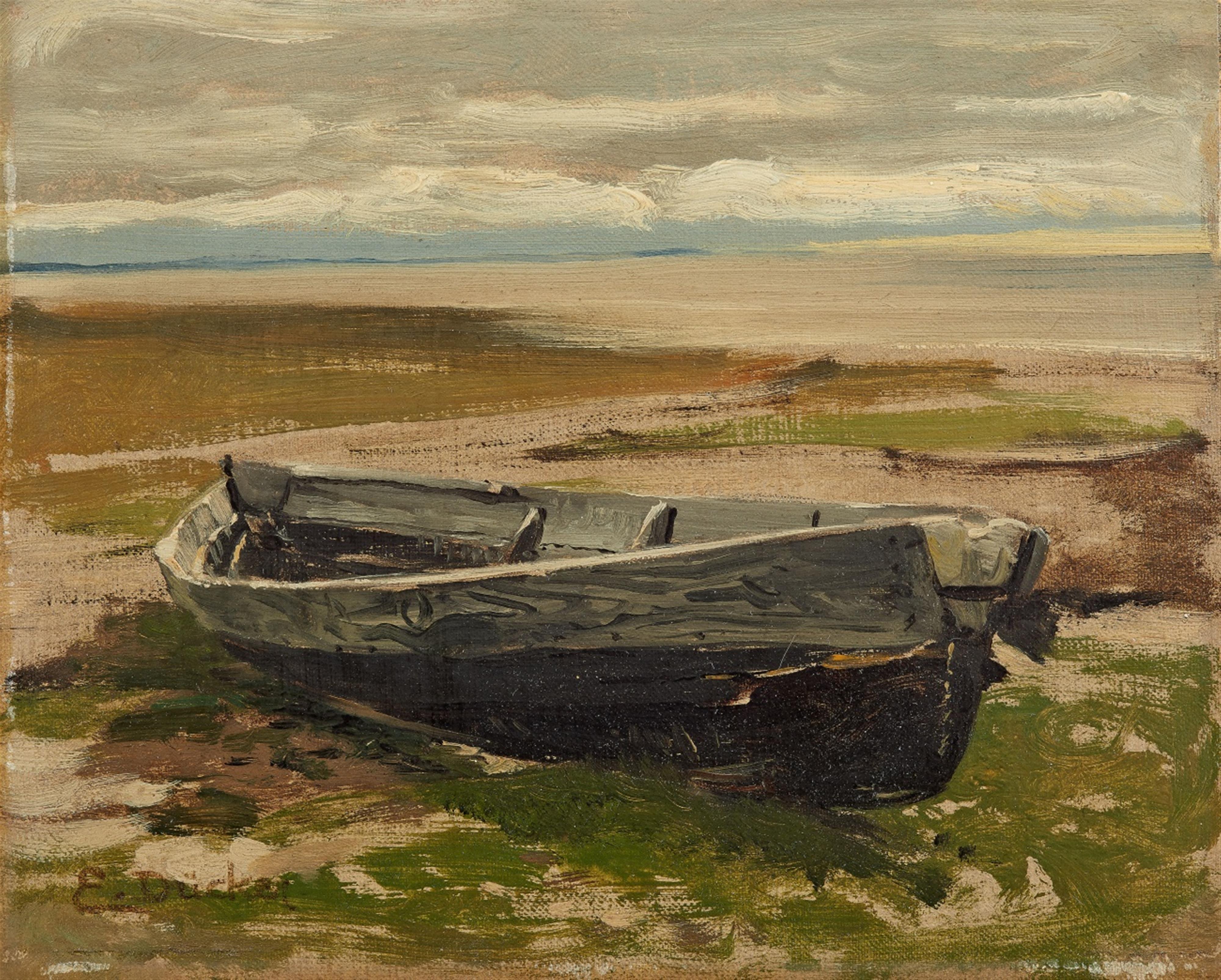Eugène Gustav Dücker - Coastal Landscape with a Boat - image-1