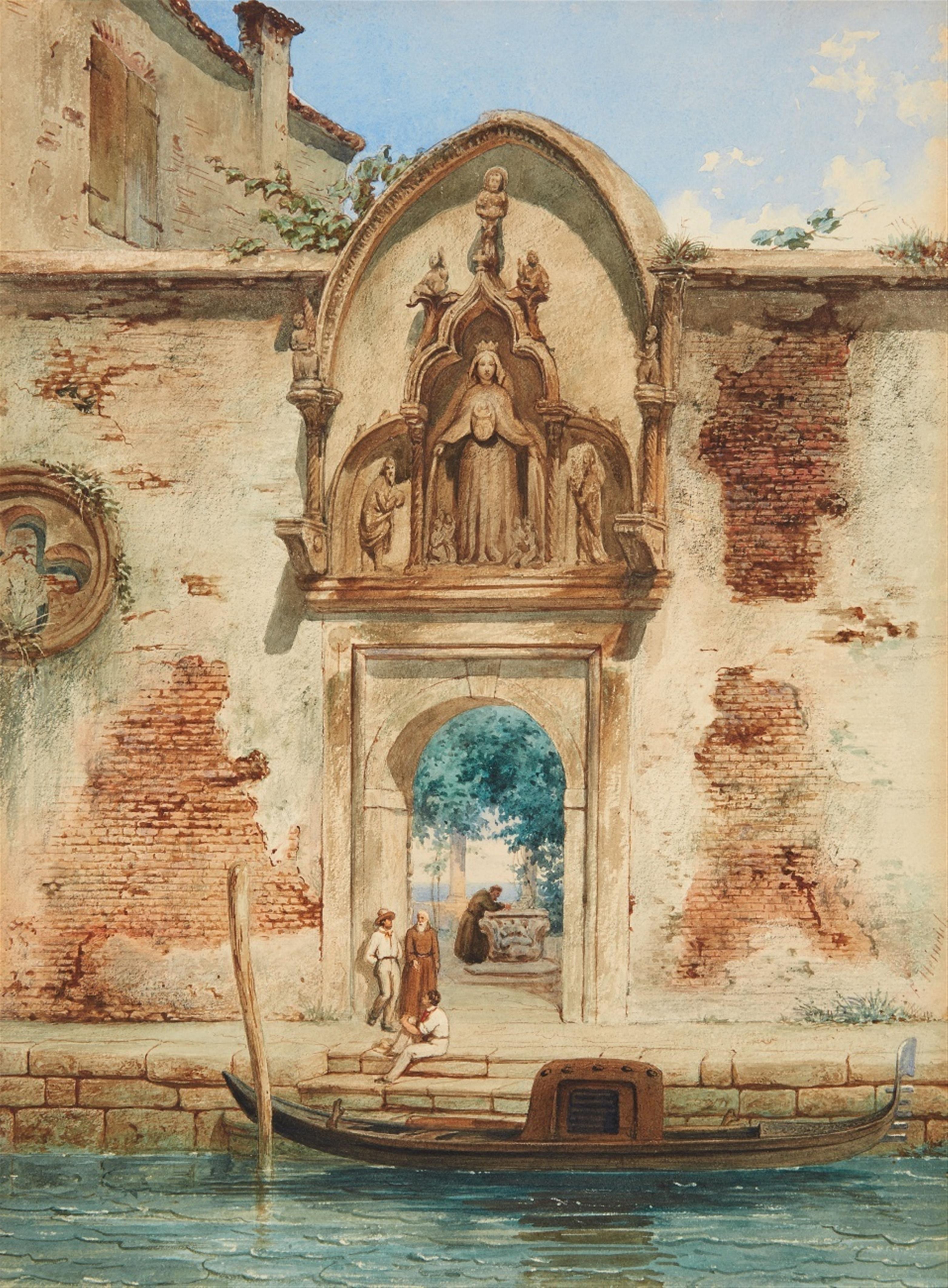 Franz Heinrich - Venezianische Ansicht mit Portal und Gondel - image-1