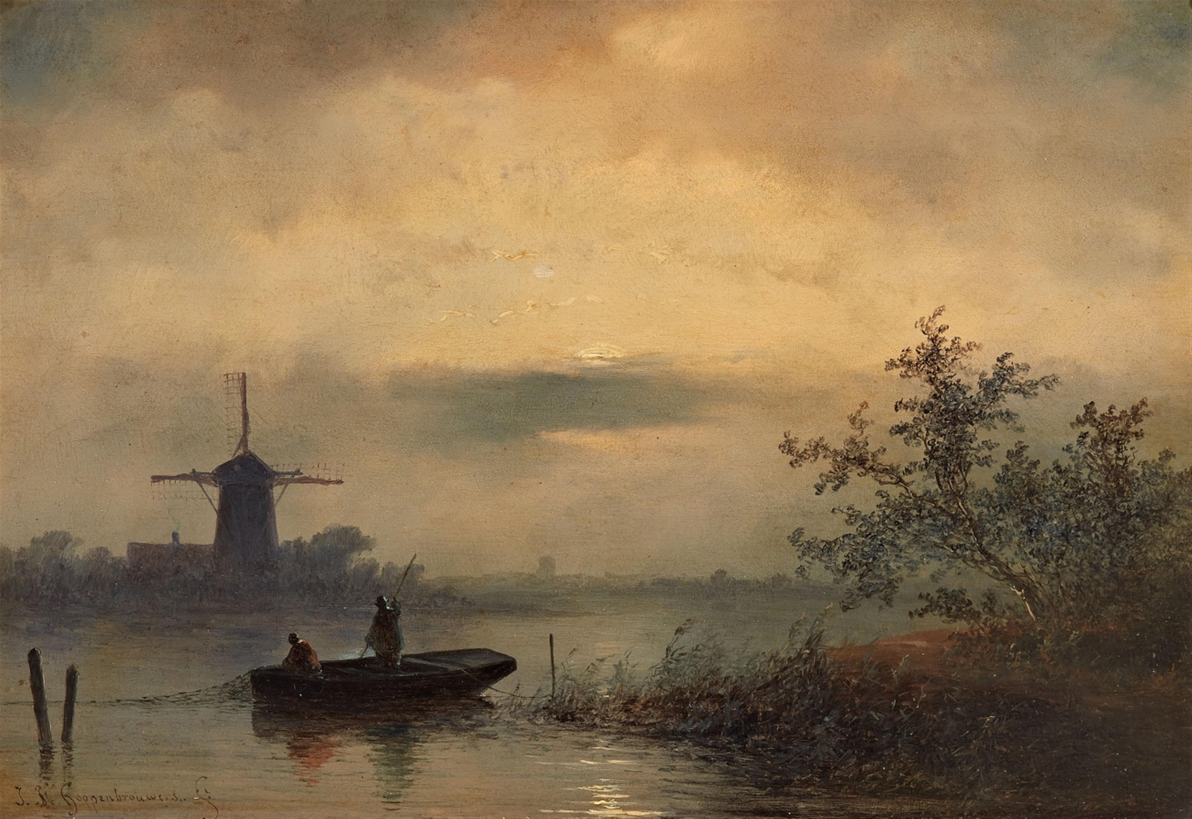 Johannes Franciscus Hoppenbrouwers - Anglers by Moonlight - image-1