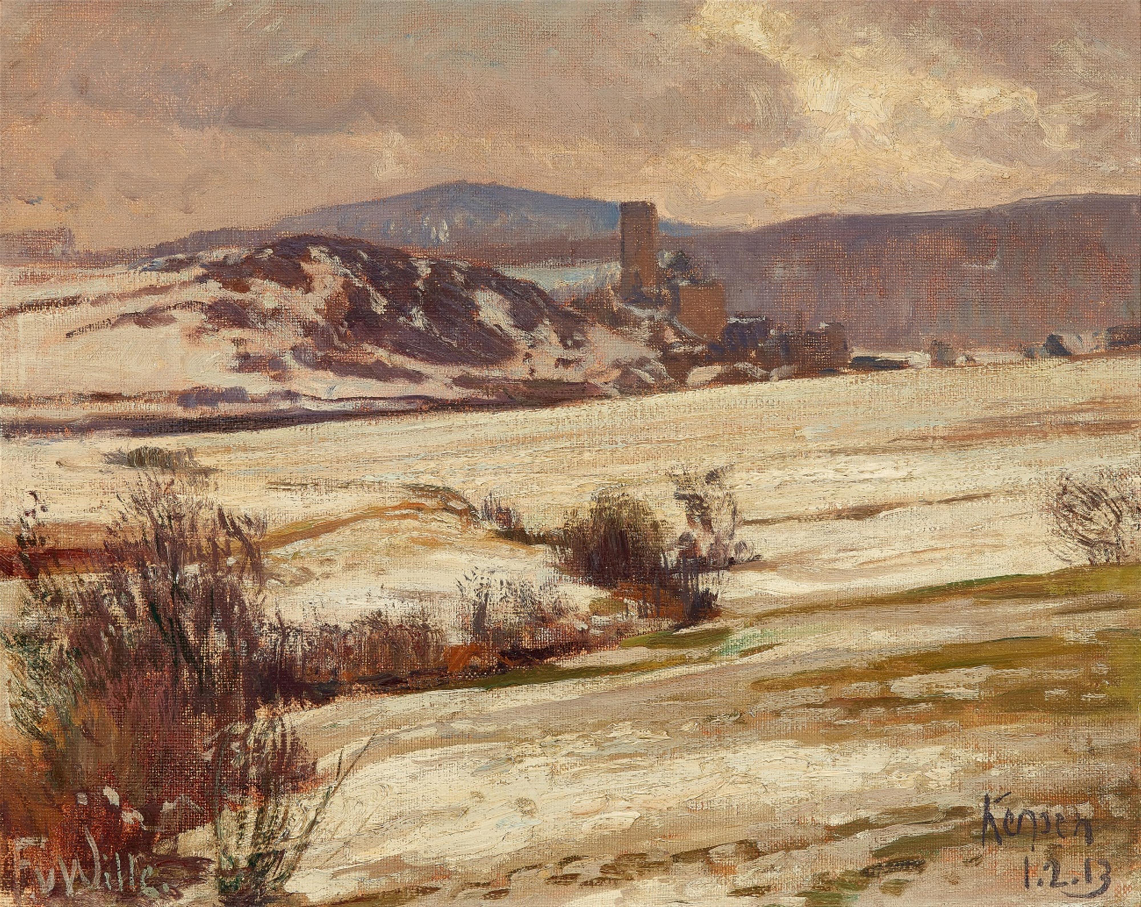 Fritz von Wille - Eifellandschaft im Winter mit Blick auf die Burg Kerpen - image-1