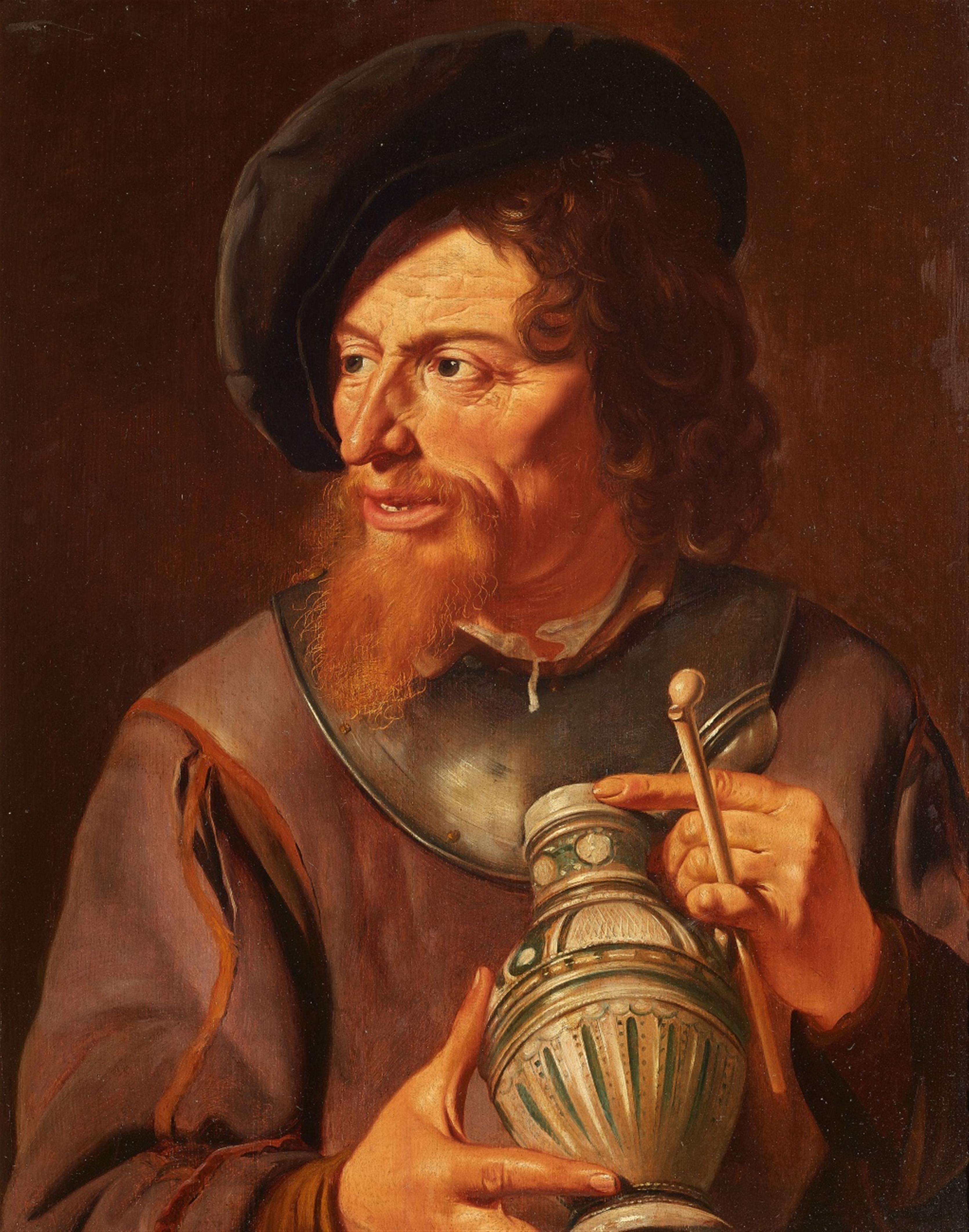 German School, 18th century - Portrait of a Man with a Jug and Pipe - image-1