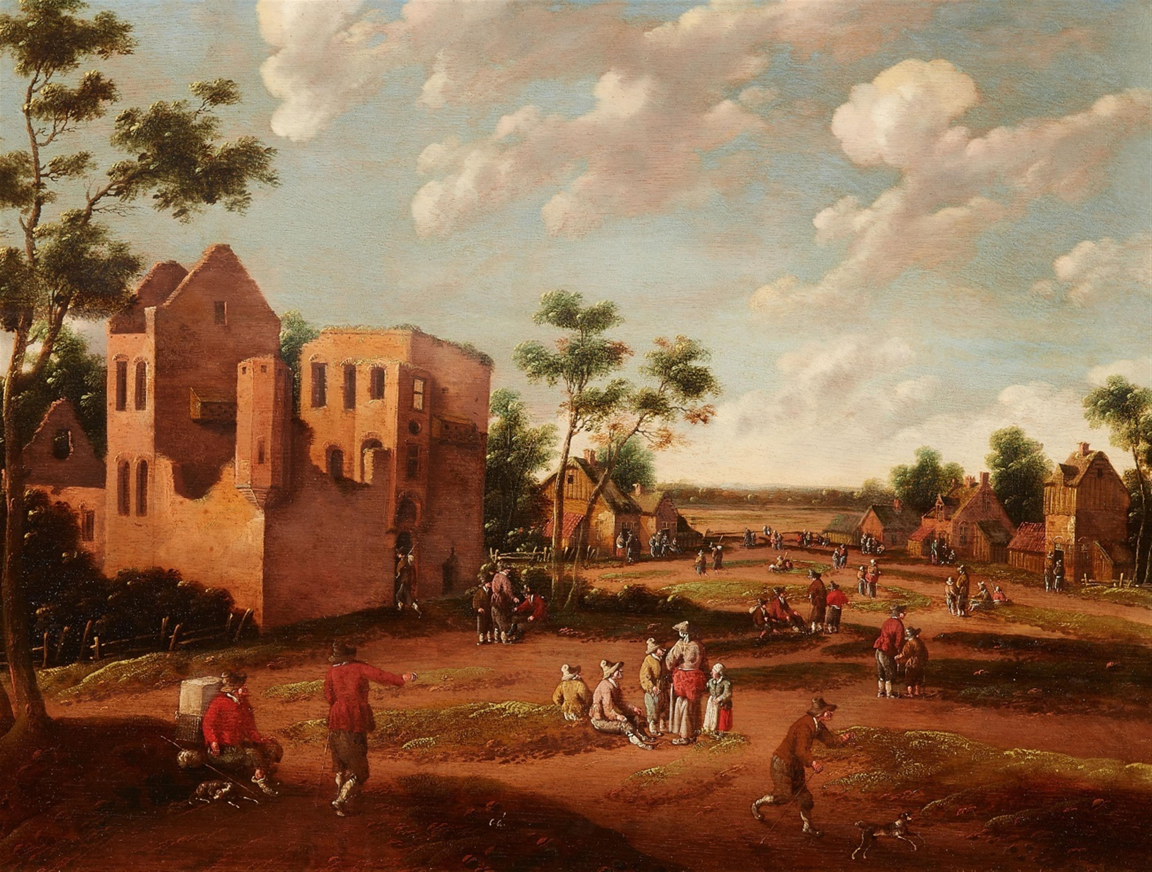Cornelis Droochsloot - Belebte Dorfstrasse - image-1