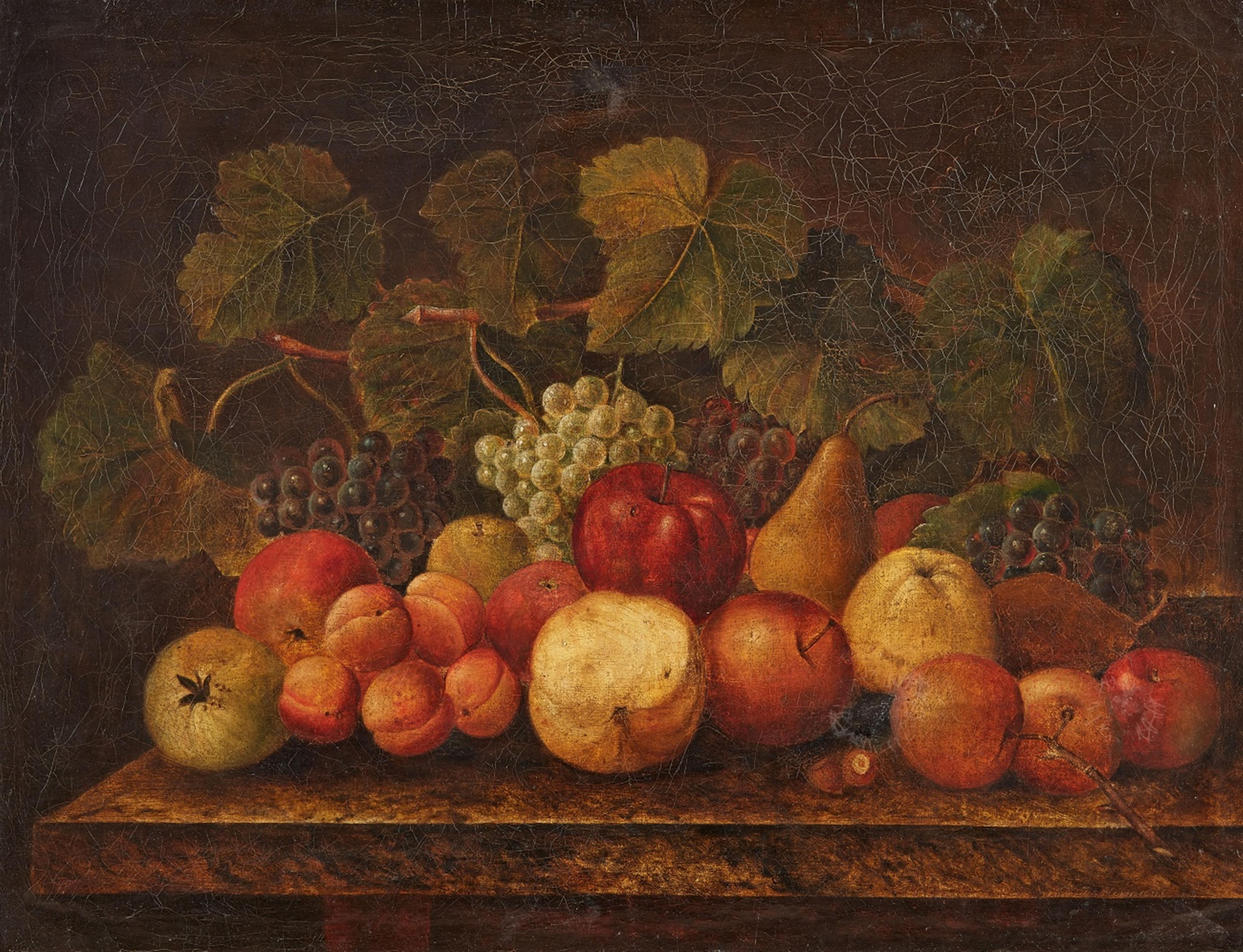Joannes Hermans - Still Life with Fruit and Vine Leaves - image-1