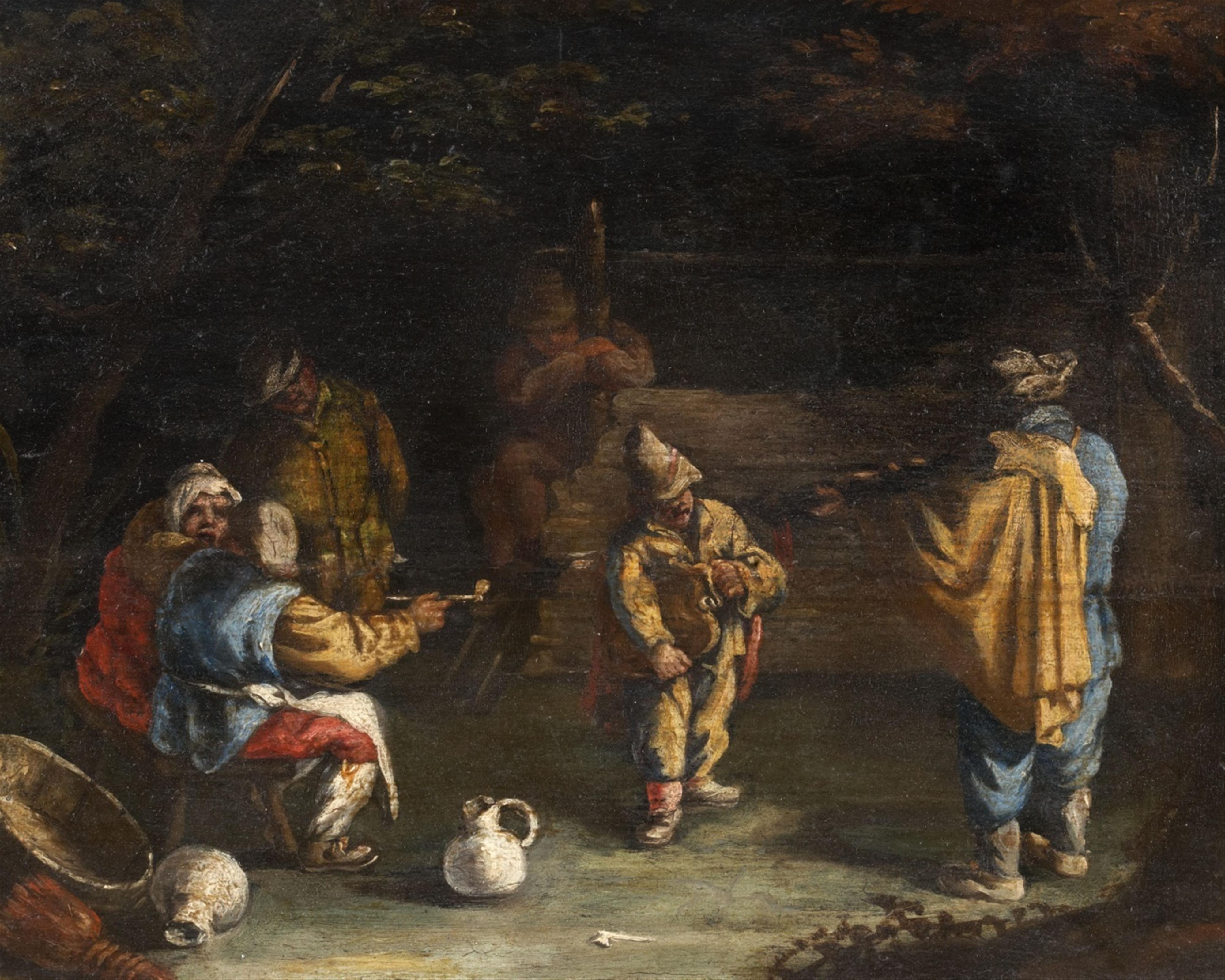 Netherlandish School - Peasants smoking and playing Music - image-1