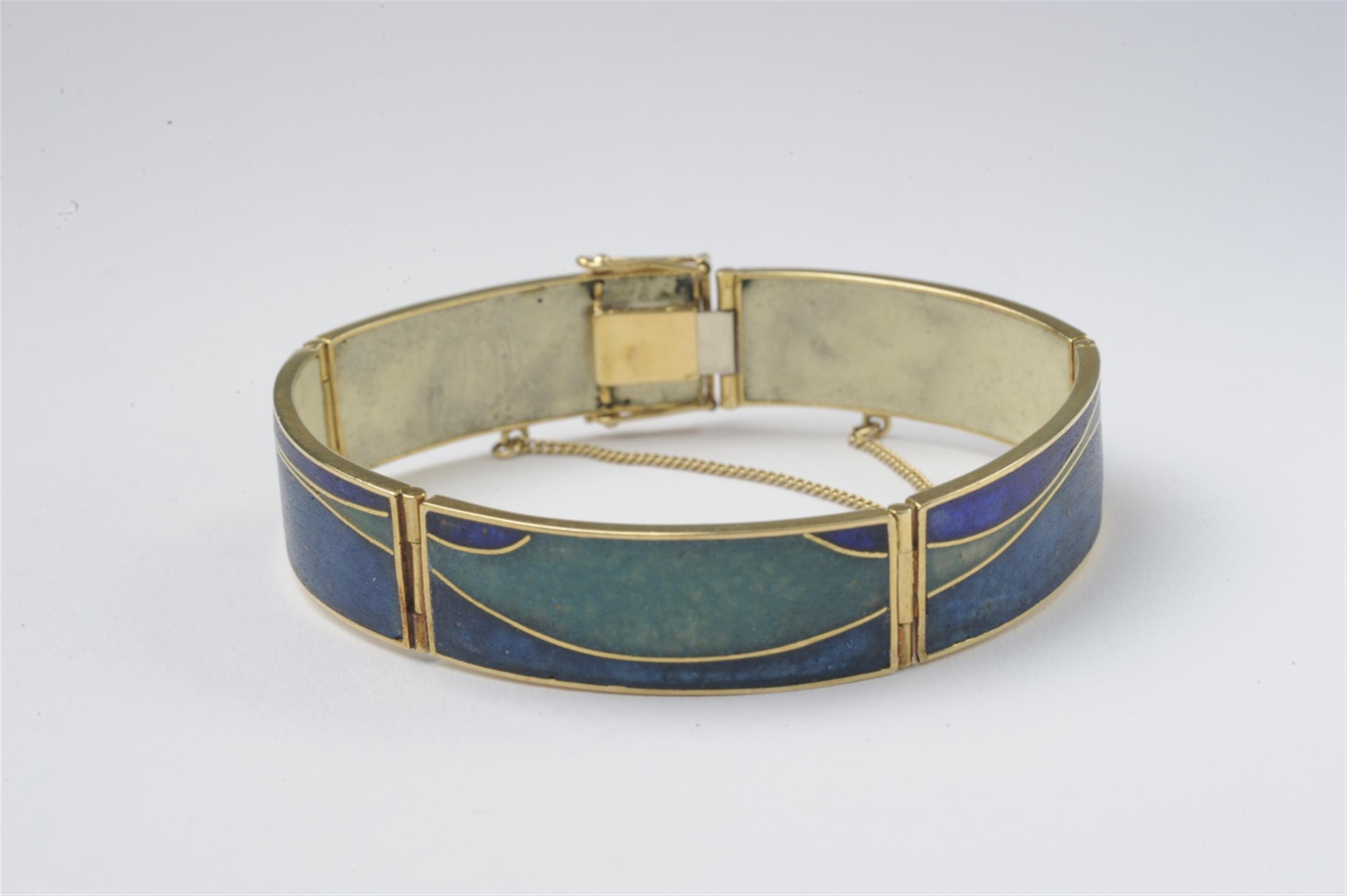 An 18k gold and enamel bracelet and brooch - image-2