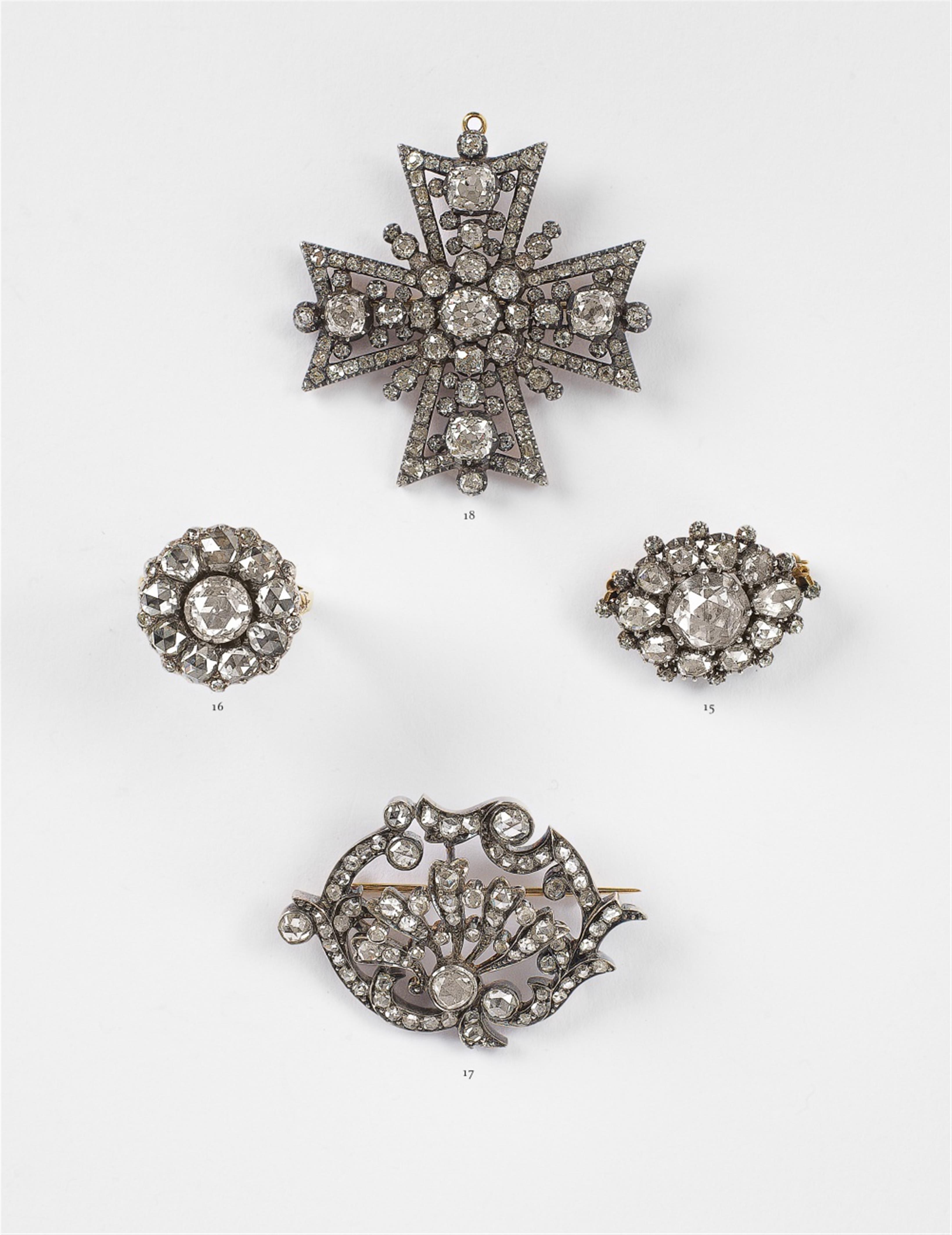 A silver, gold and diamond rosette brooch - image-1