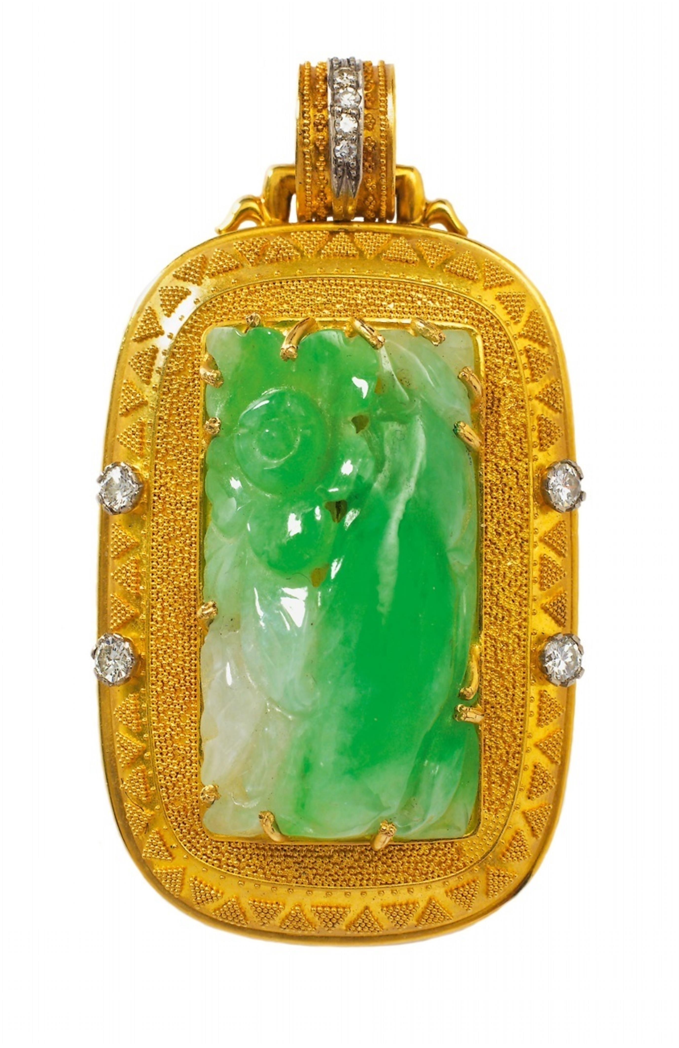 An 18k gold and jadeite demi parure. - image-4