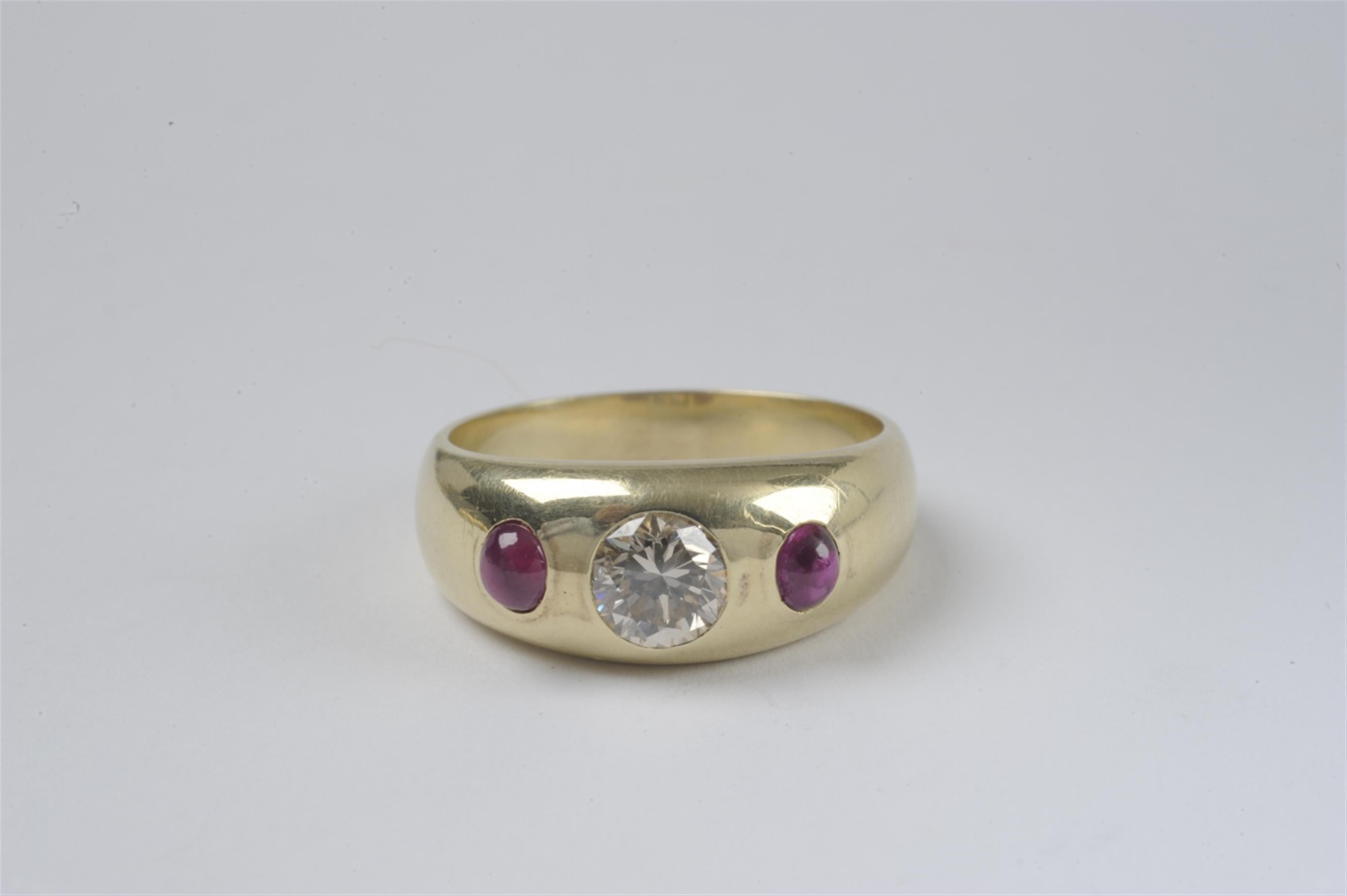 A gentlemens 14k gold, diamond, and ruby ring - image-1