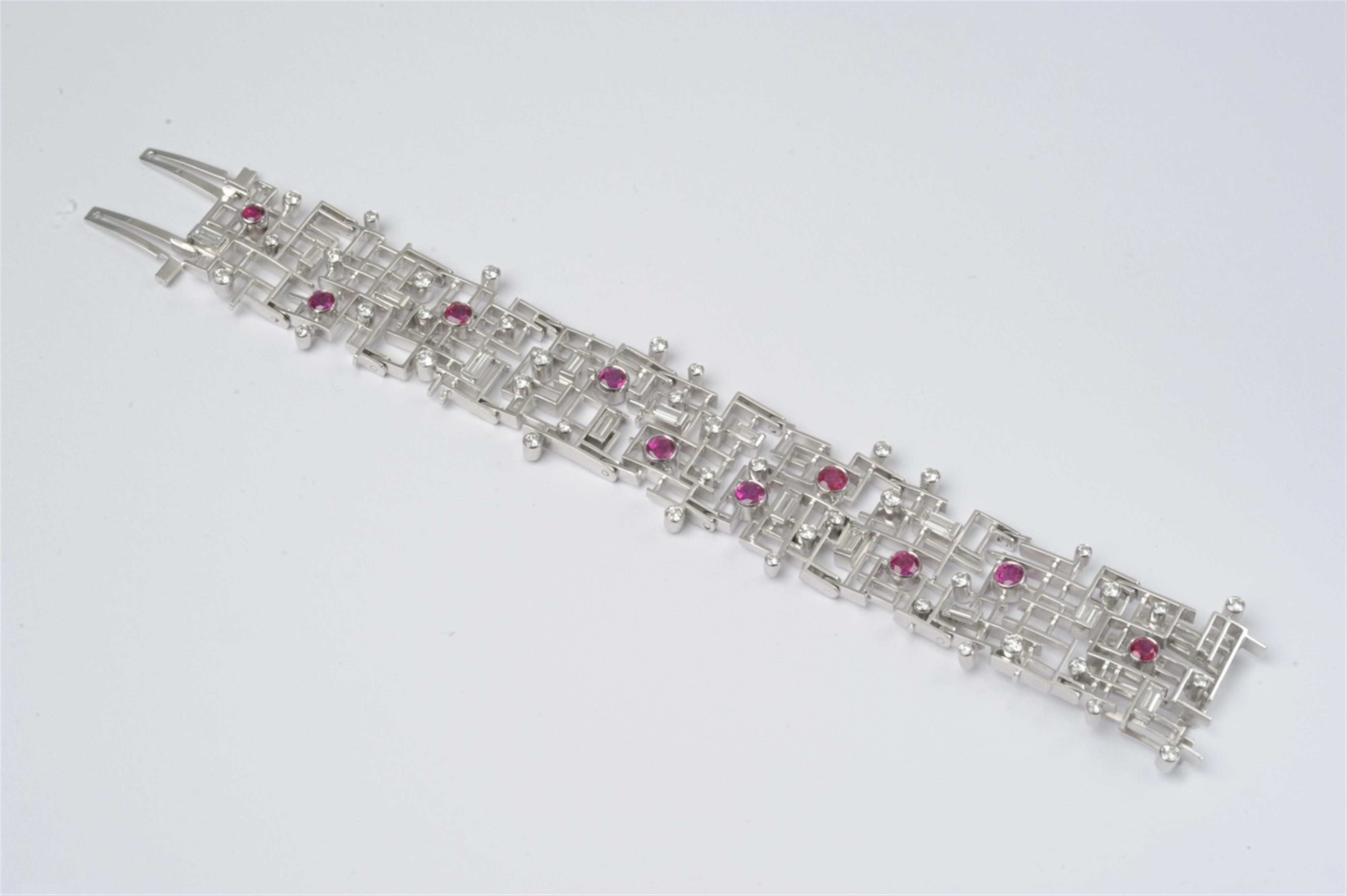 An 18k white gold, diamond, and ruby bracelet - image-1