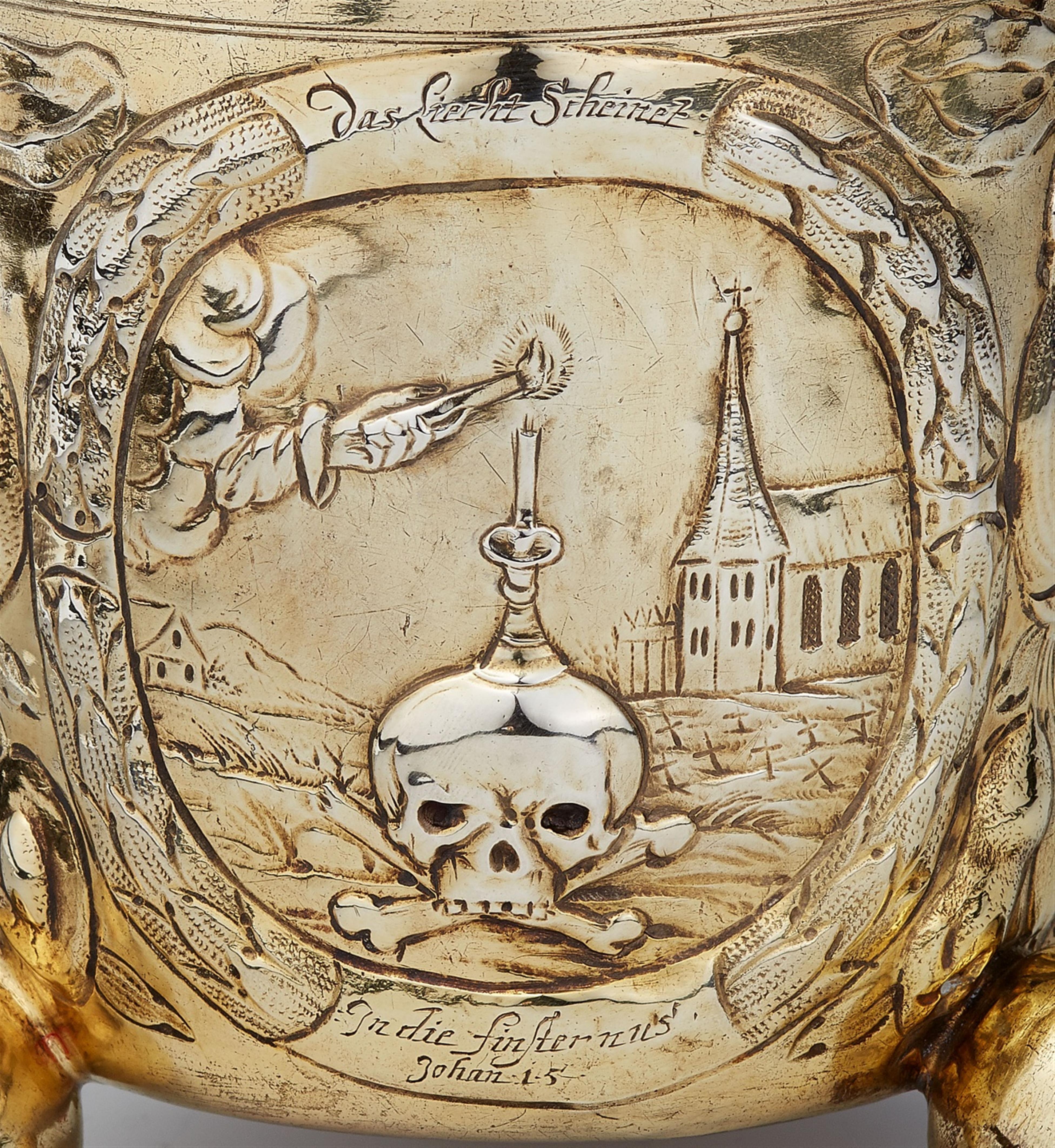 An Augsburg parcel gilt silver beaker with emblems. Marks of Adolf Gaap, 1691 - 95. - image-2