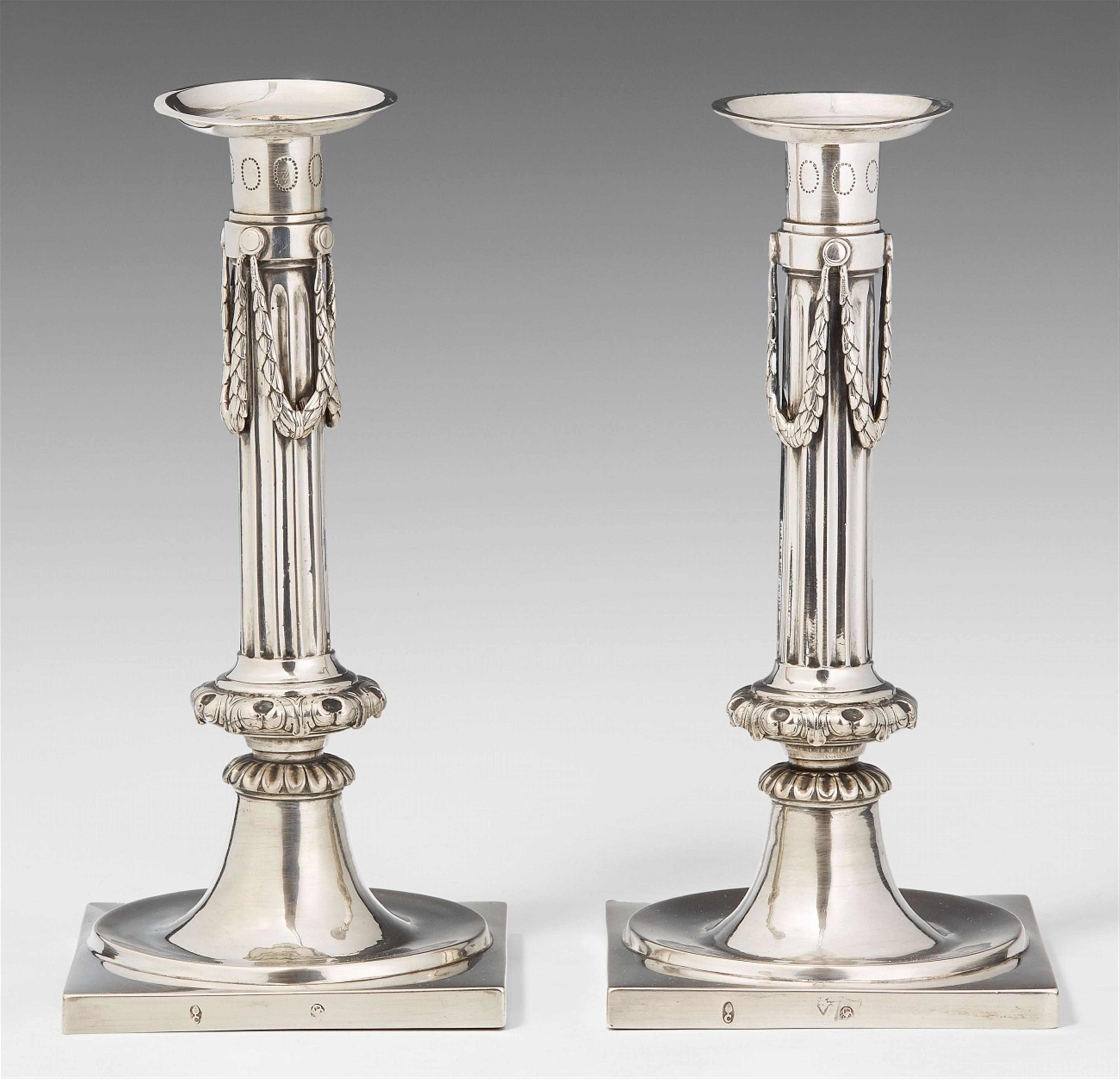 A pair of Augsburg silver candlesticks. Marks of Gottlieb Johann Biller, 1785 - 87. - image-1