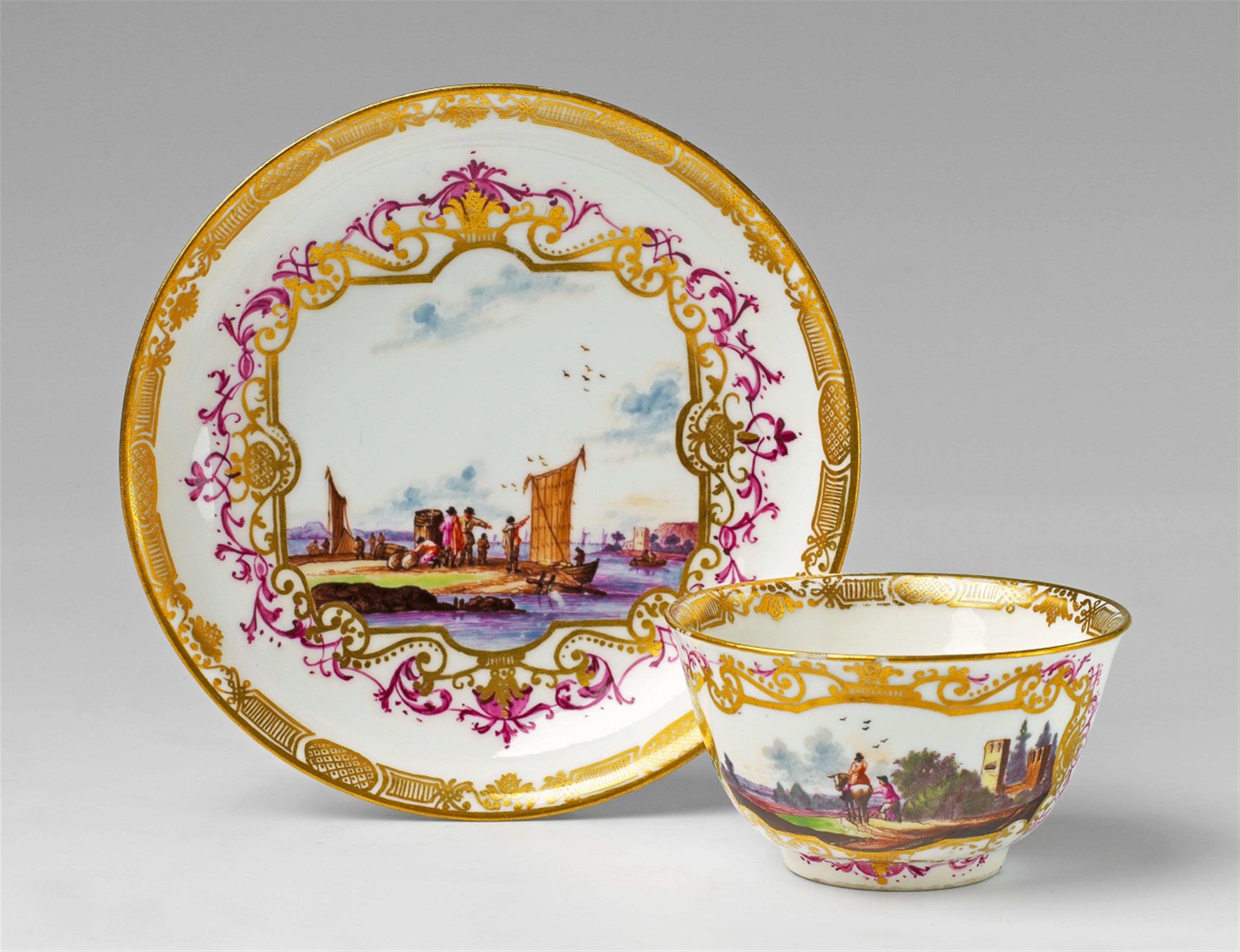 A Meissen porcelain tea bowl with landscape decor - image-1
