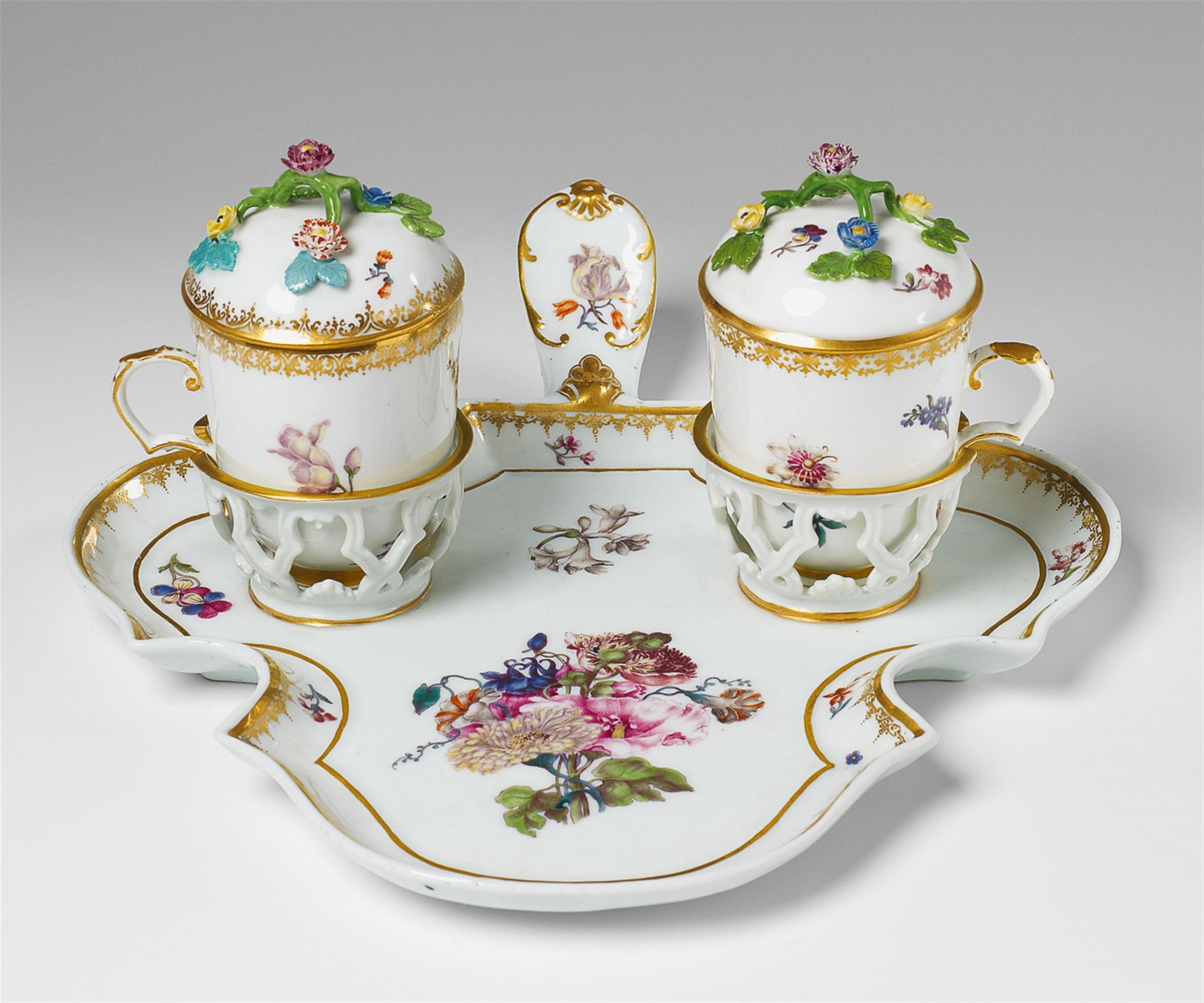 A Meissen porcelain tray with two covered cups - image-2