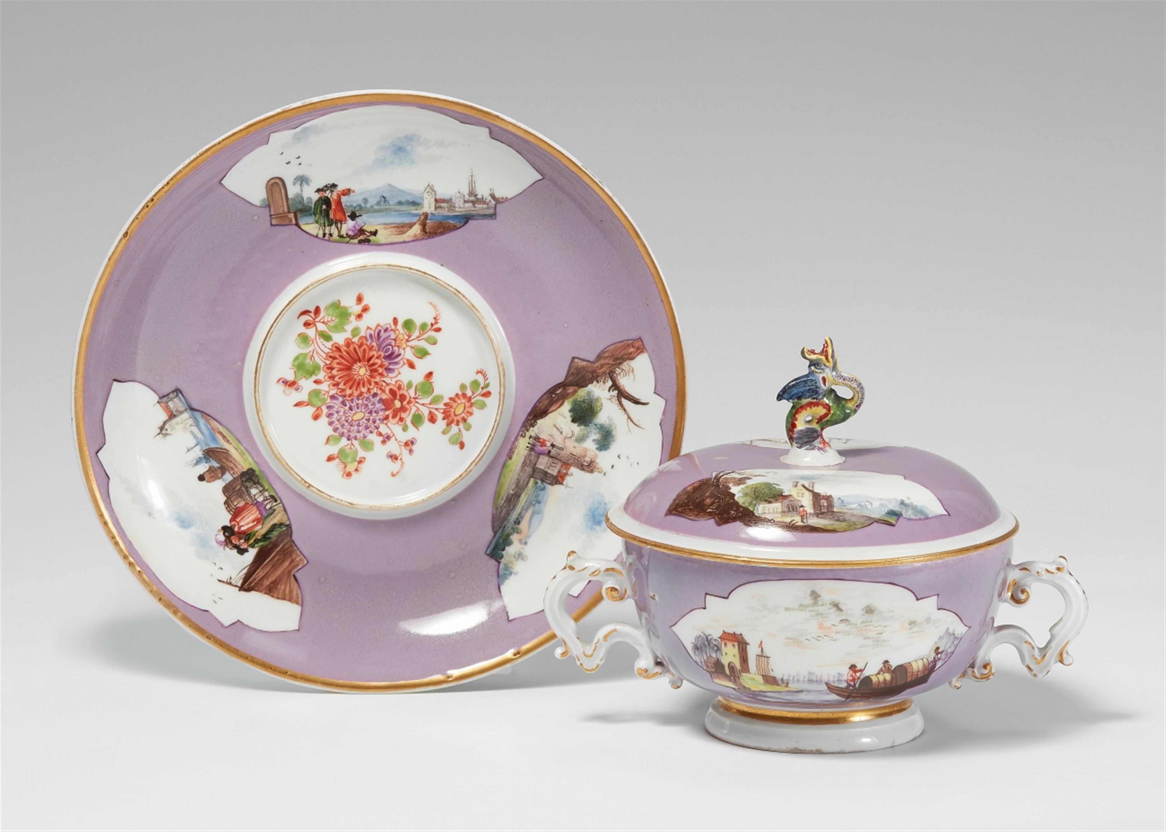 A Meissen porcelain lilac ground ecuelle - image-1