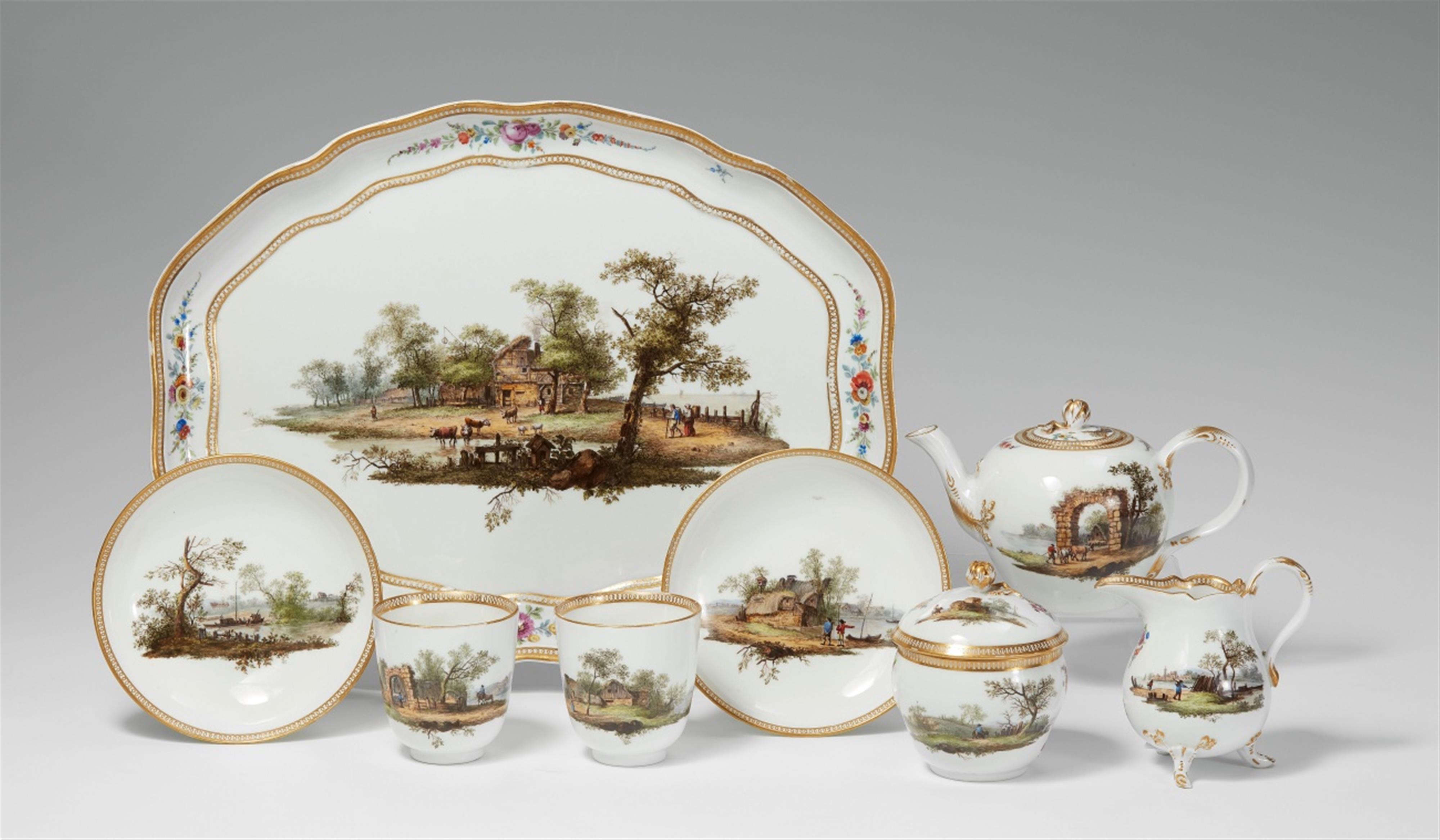 A Meissen porcelain tête à tête with Dutch landscape decor - image-1