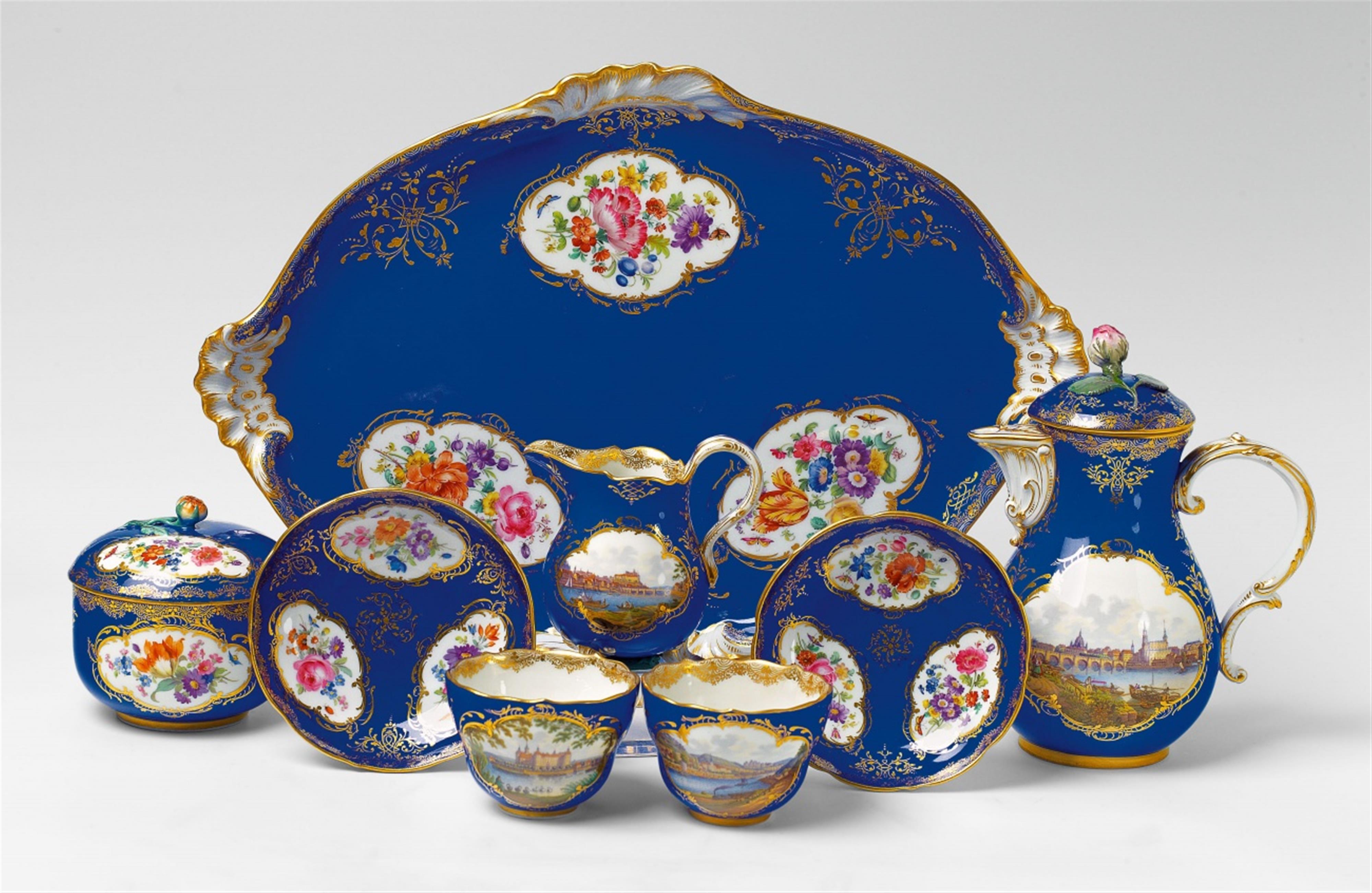 A Meissen porcelain tête à tête with views of Saxony - image-1
