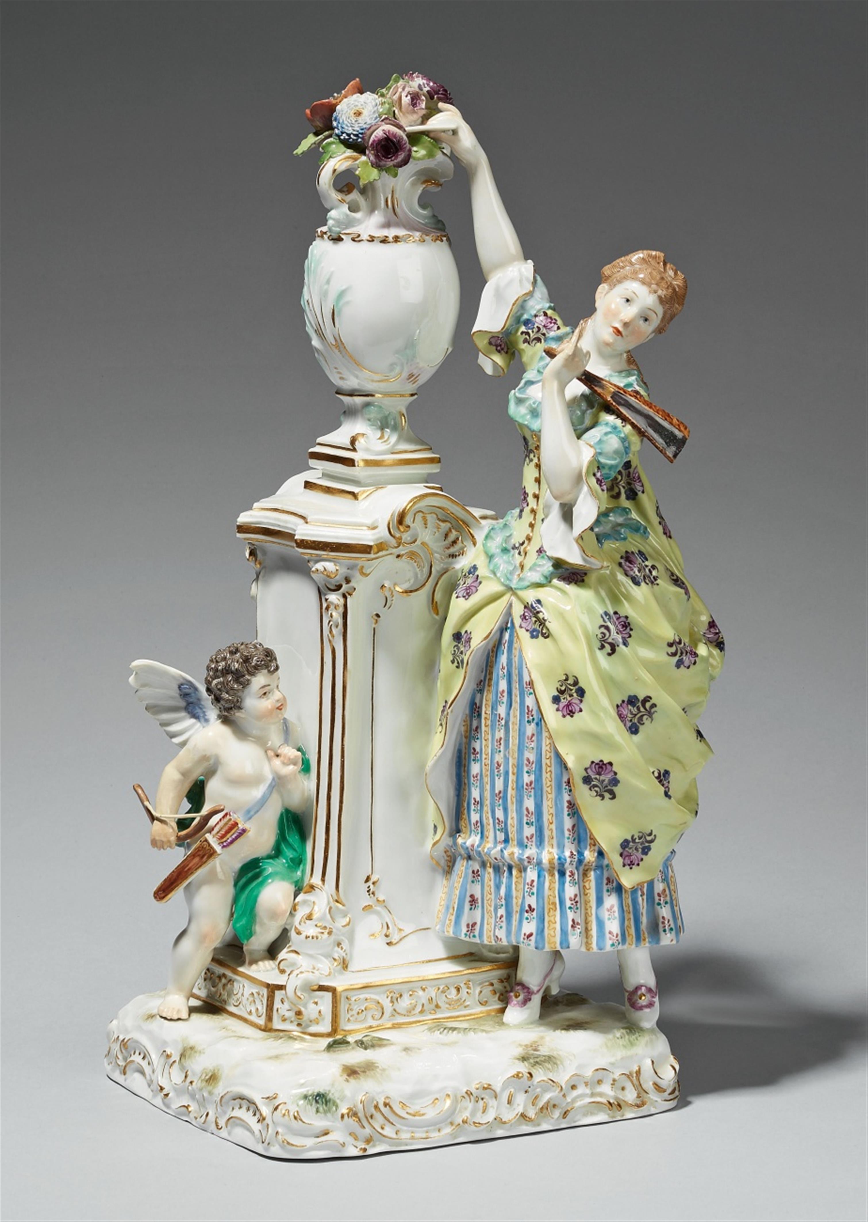 A Meissen porcelain group with a lady and Cupid - image-2
