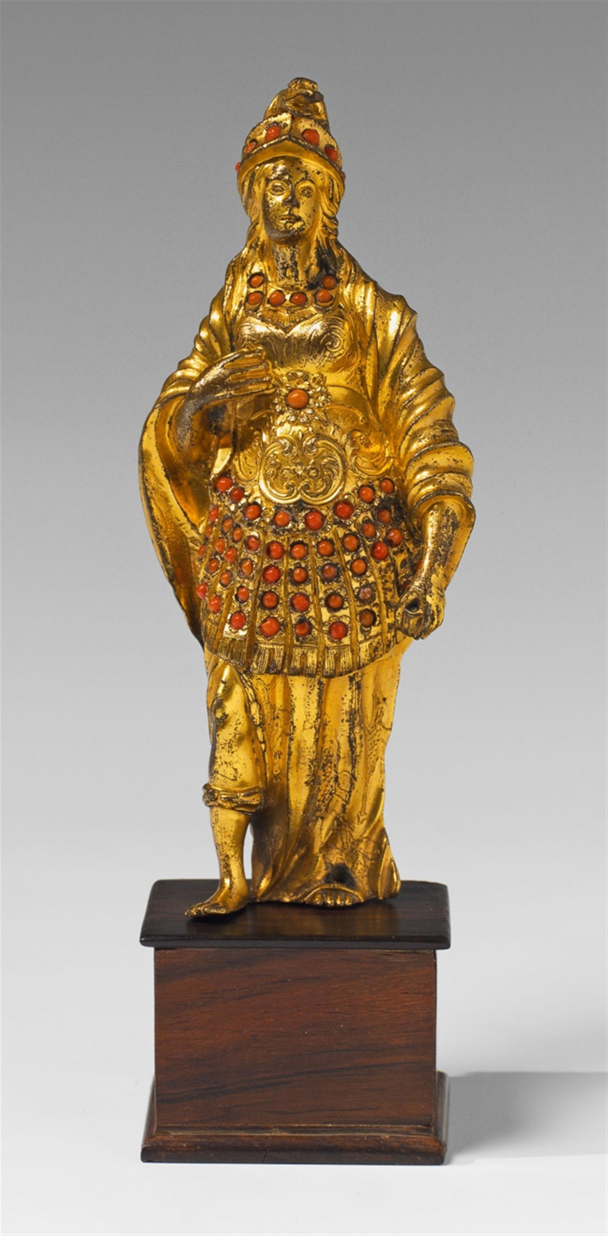 A gilt bronze and coral applied figure of Minerva - image-2