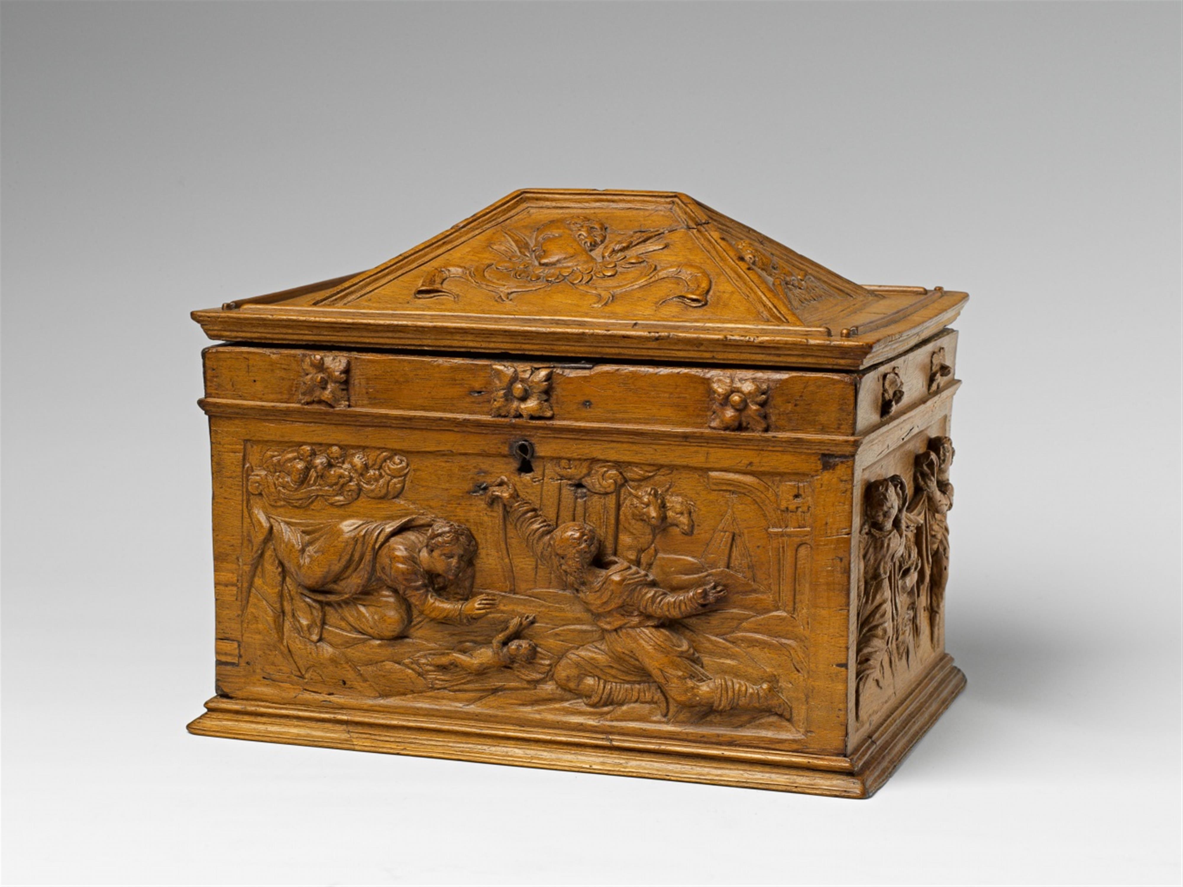 A Baroque carved walnut coffer - image-2