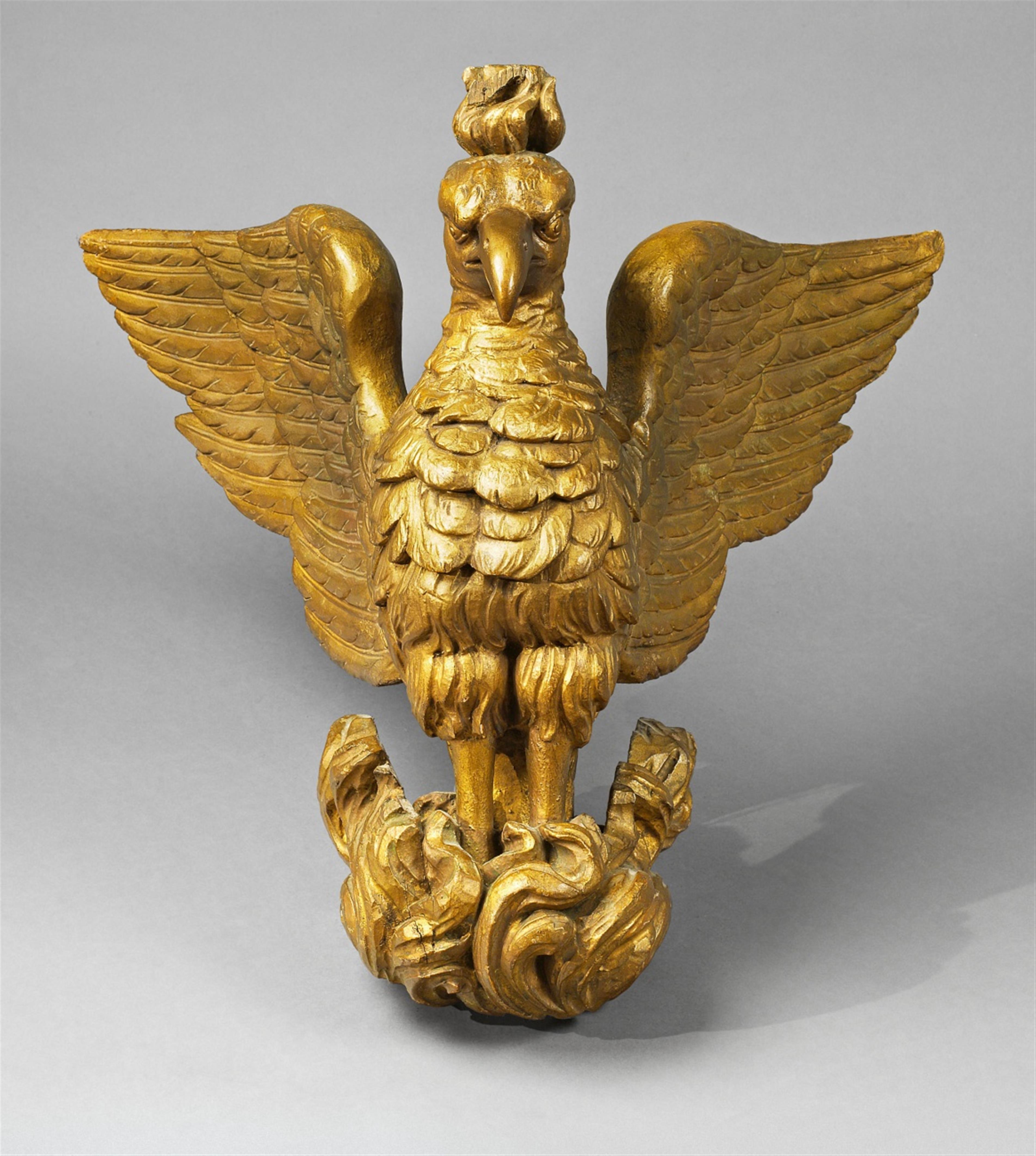 A German carved bronze painted wood model of a phoenix - image-1